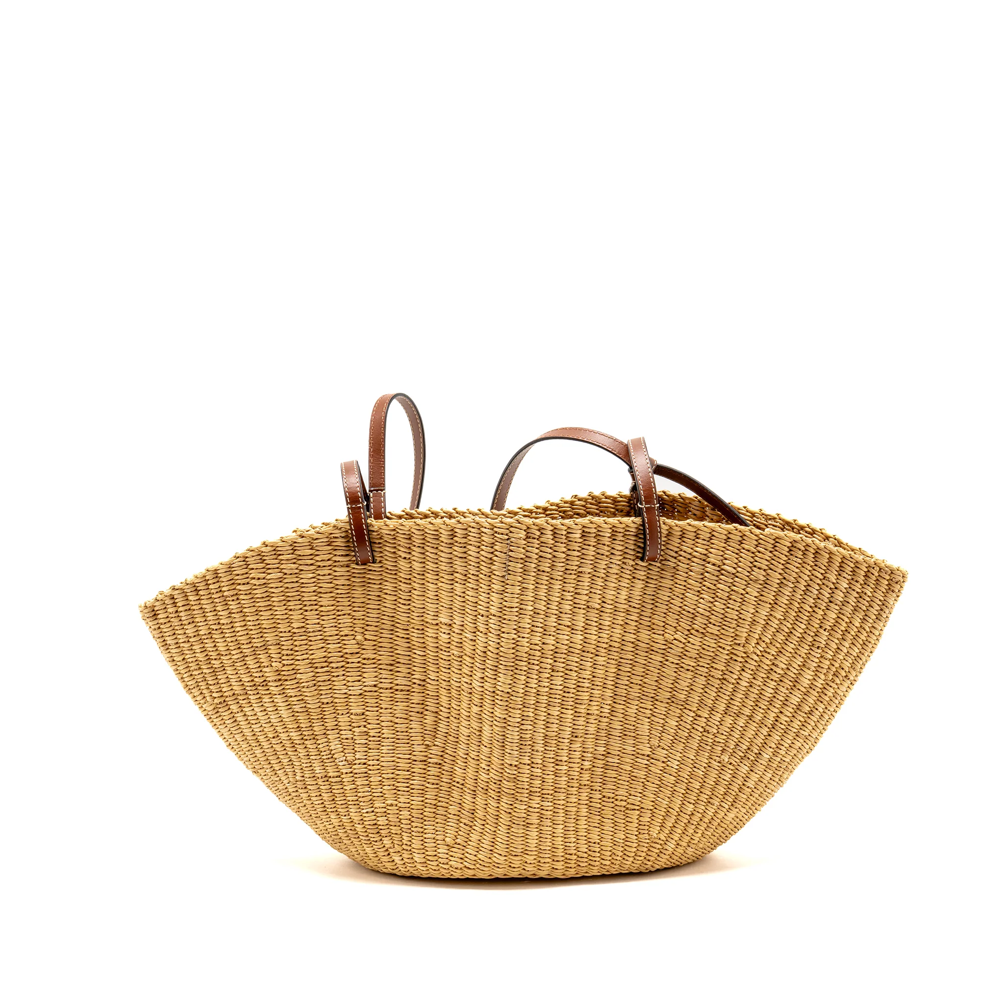 Loewe Anagram Shell Basket Tote Bag Raffia/Leather Brown/beige - Image 2