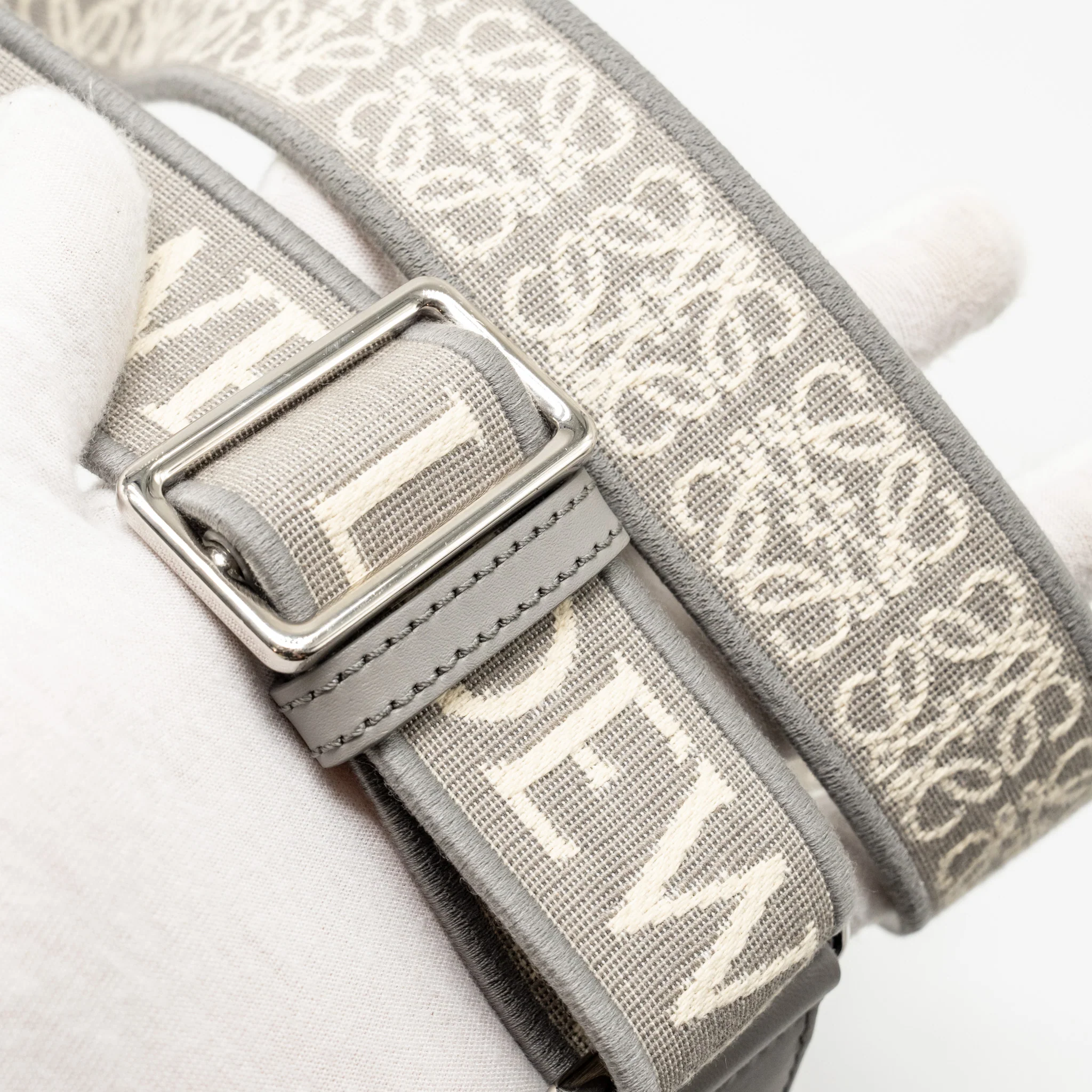 Loewe Mini Gate Dual Bag Soft Calfskin Jacquard Grey SHW - Image 17