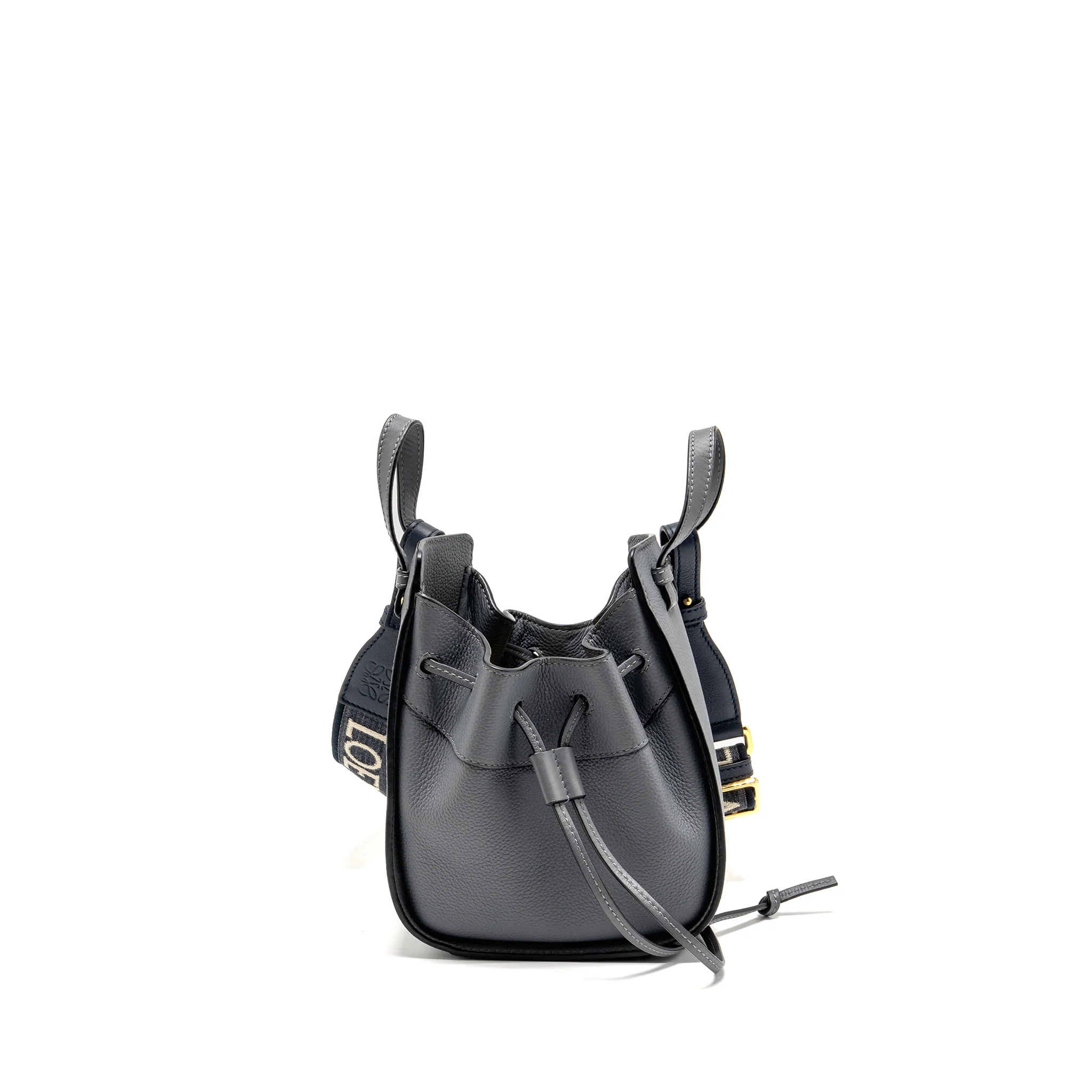 Loewe Mini Hammock Drawstring Bag Grained Calfskin Grey GHW - Image 3
