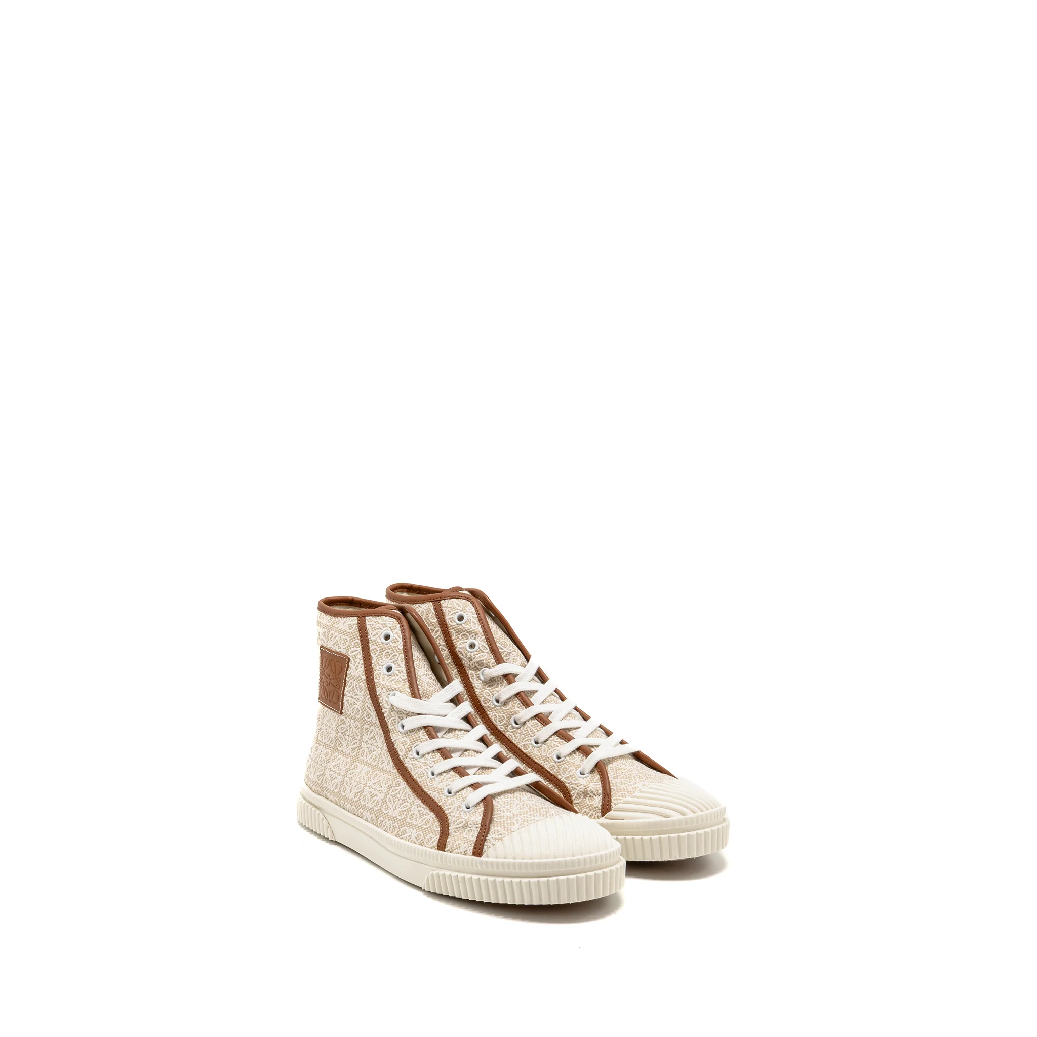 Loewe Size 43 Anagram Jacquard High Top Sneaker Natural/White