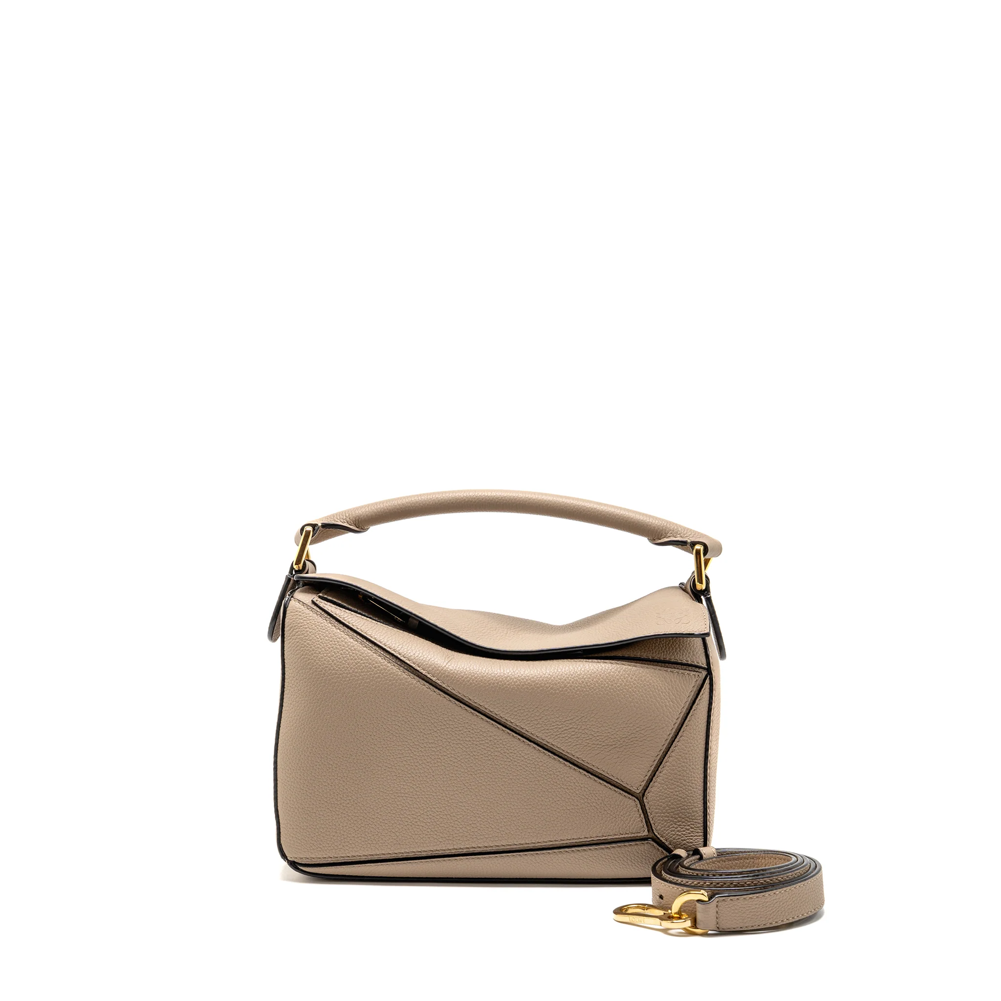 Loewe Small Puzzle Bag Grained Calfskin Sand GHW