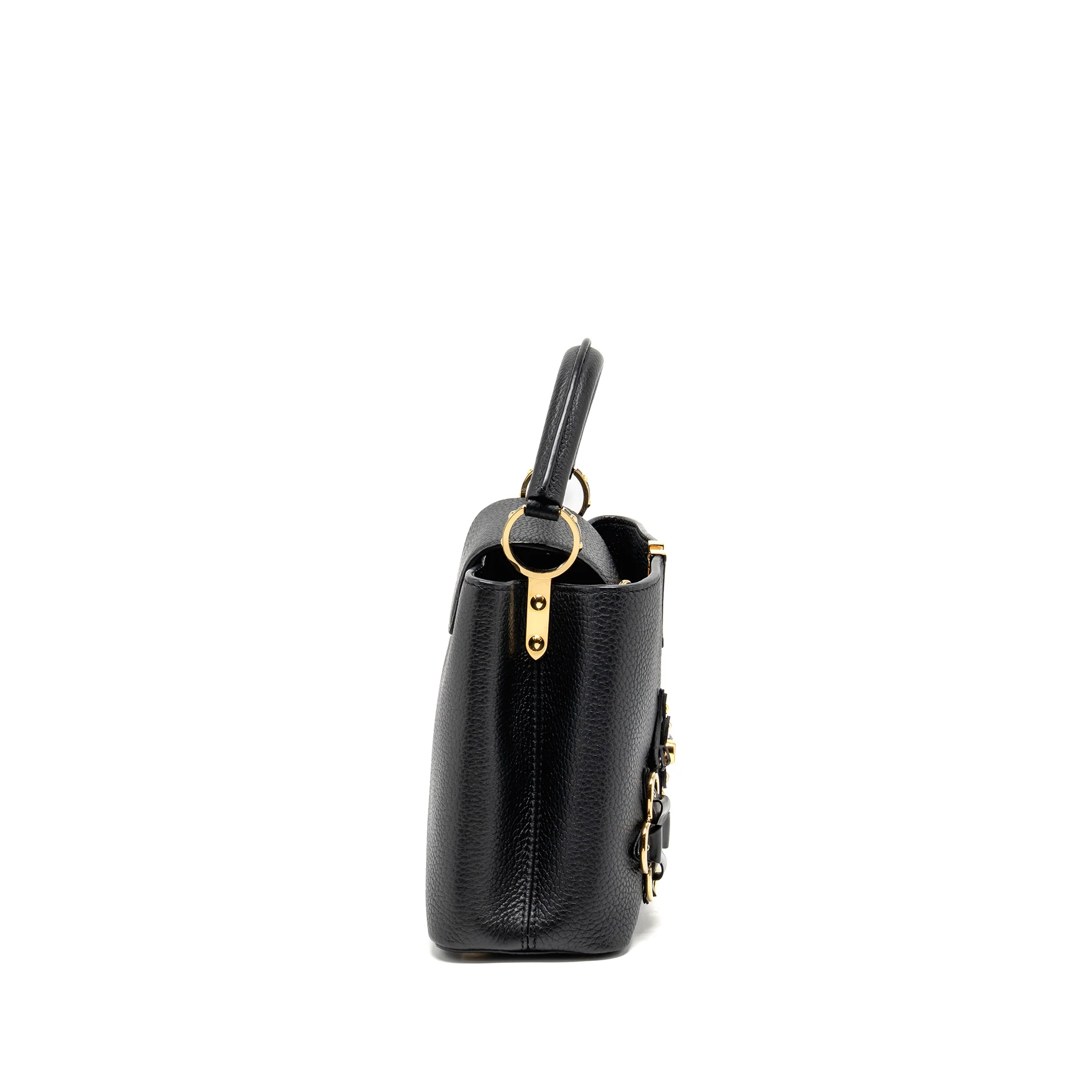 Louis Vuitton Capucines BB with Monogram Flower Embellishments Taurillon Black GHW - Image 3