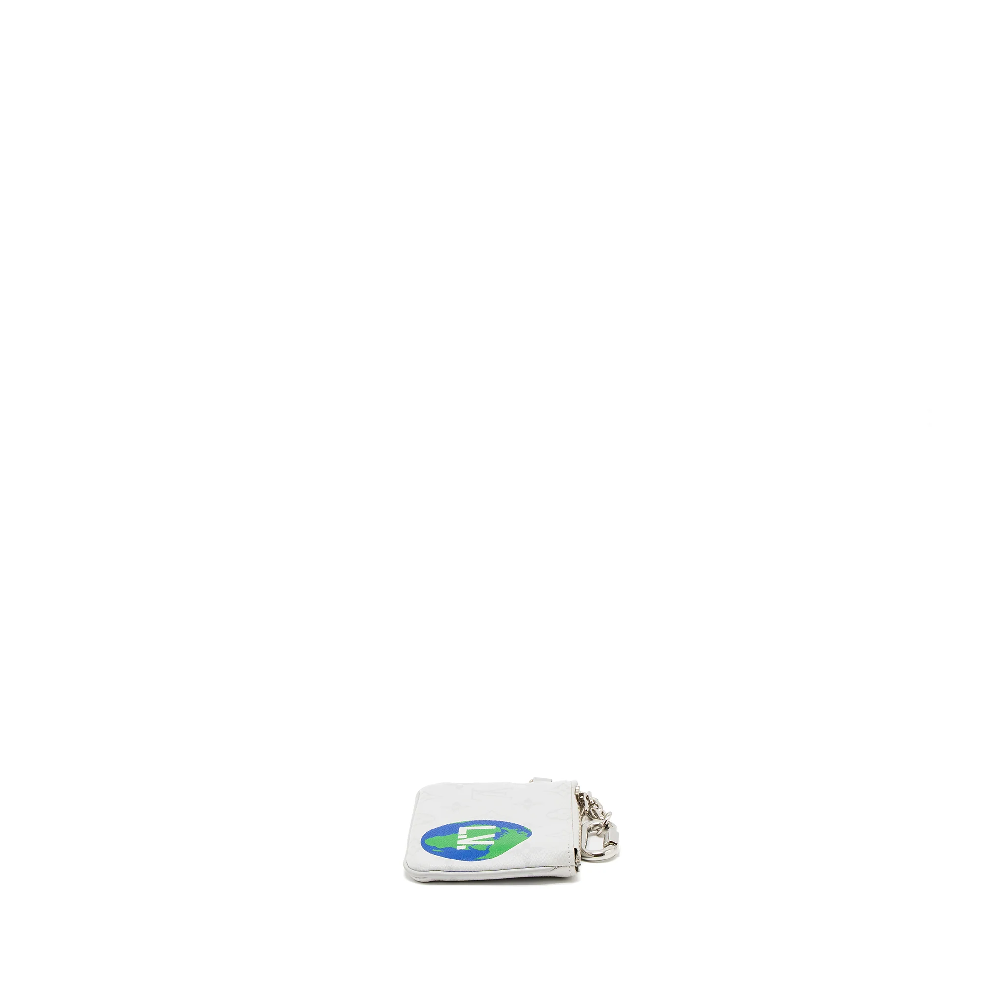 Louis Vuitton Earth Printed Zipped Pouch PM Coin Purse Monogram Canvas White SHW - Image 3