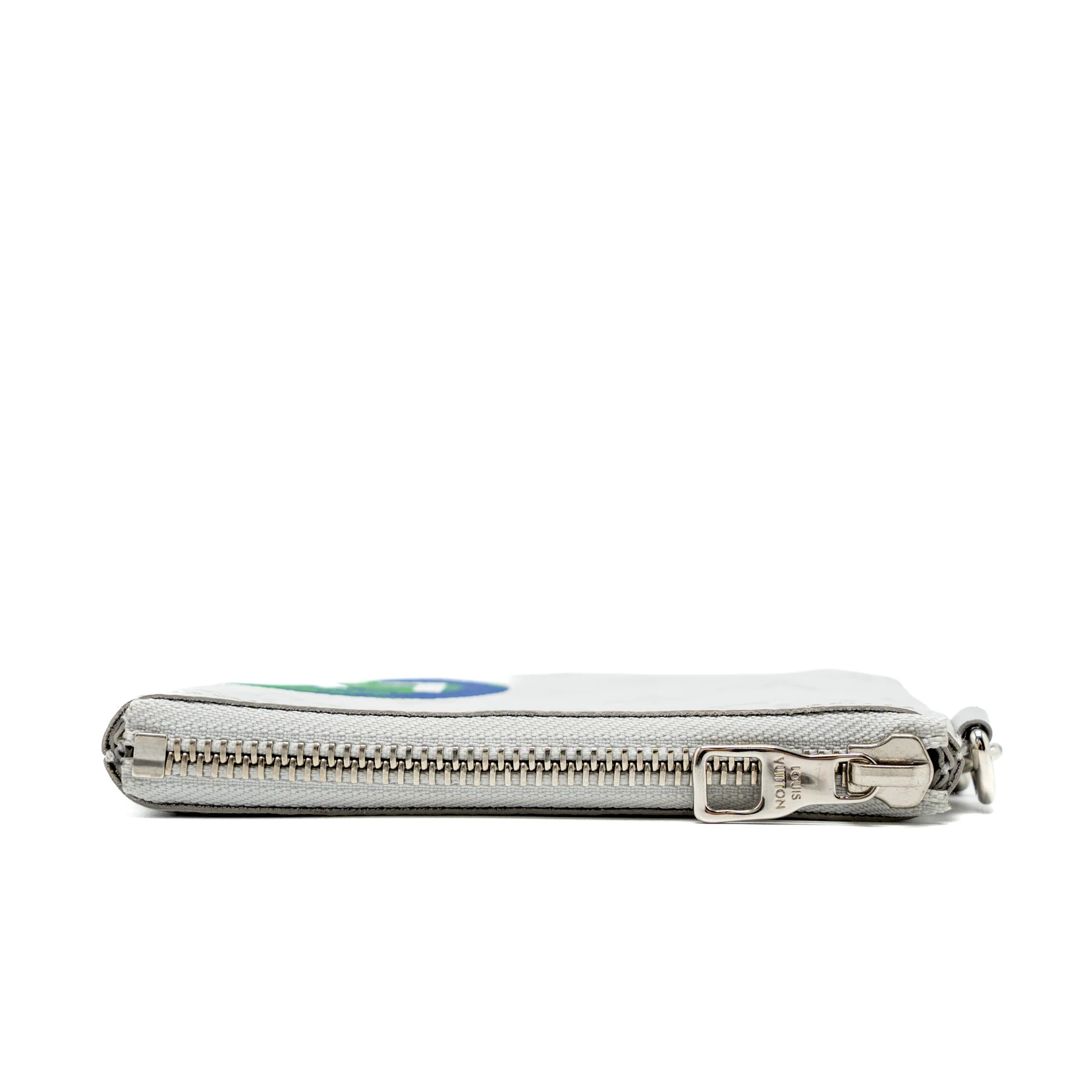 Louis Vuitton Earth Printed Zipped Pouch PM Coin Purse Monogram Canvas White SHW - Image 5