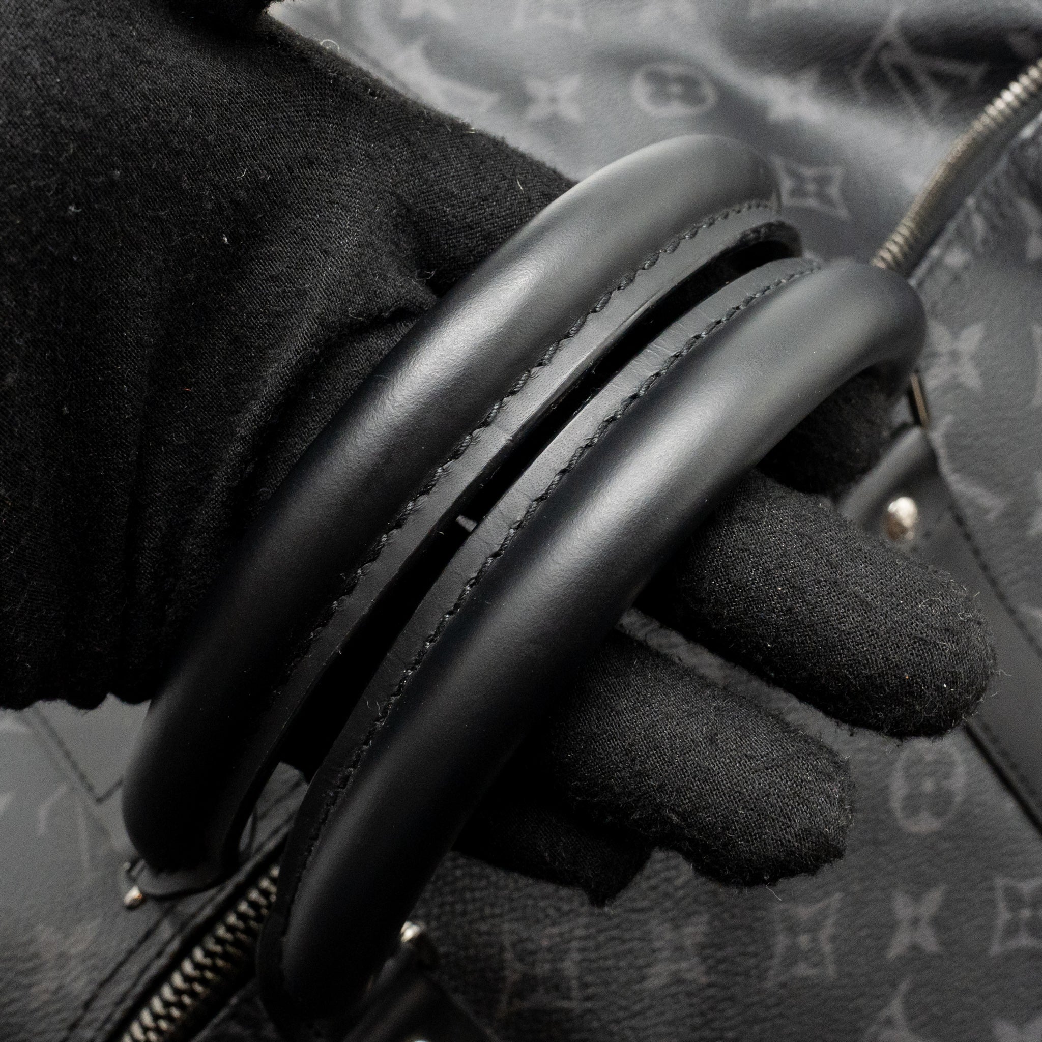 Louis Vuitton Keepall Bandoulière 55 Monogram Eclipse Coated Canvas Black SHW - Image 12