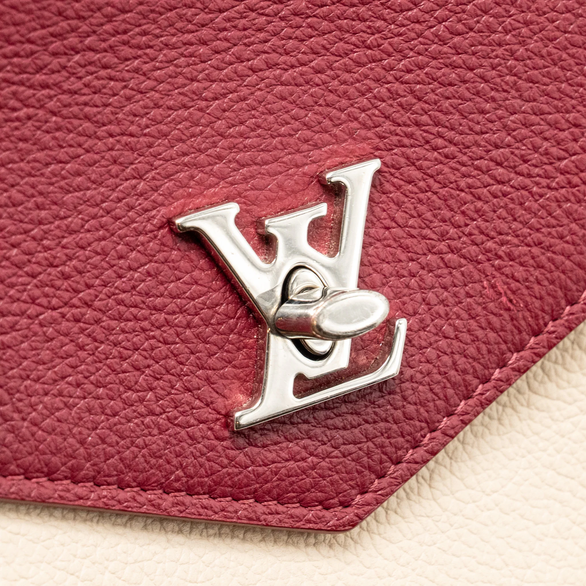 Louis Vuitton Mylockme chain pochette calfskin multicolor dark red/ beige/ grey SHW - Image 12