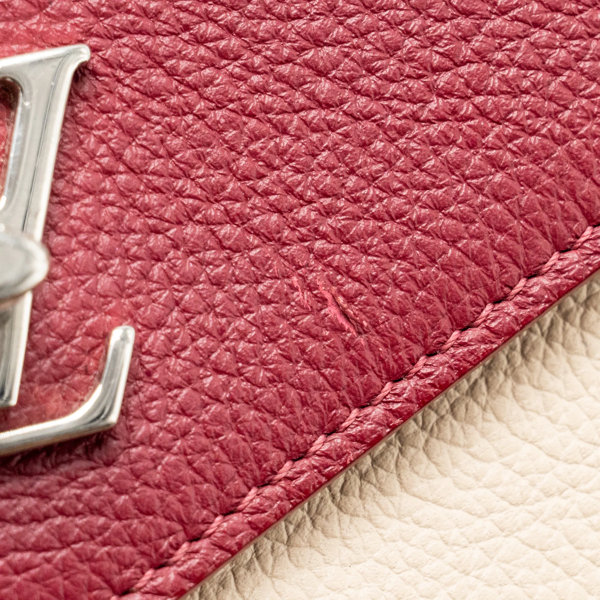 Louis Vuitton Mylockme chain pochette calfskin multicolor dark red/ beige/ grey SHW - Image 13