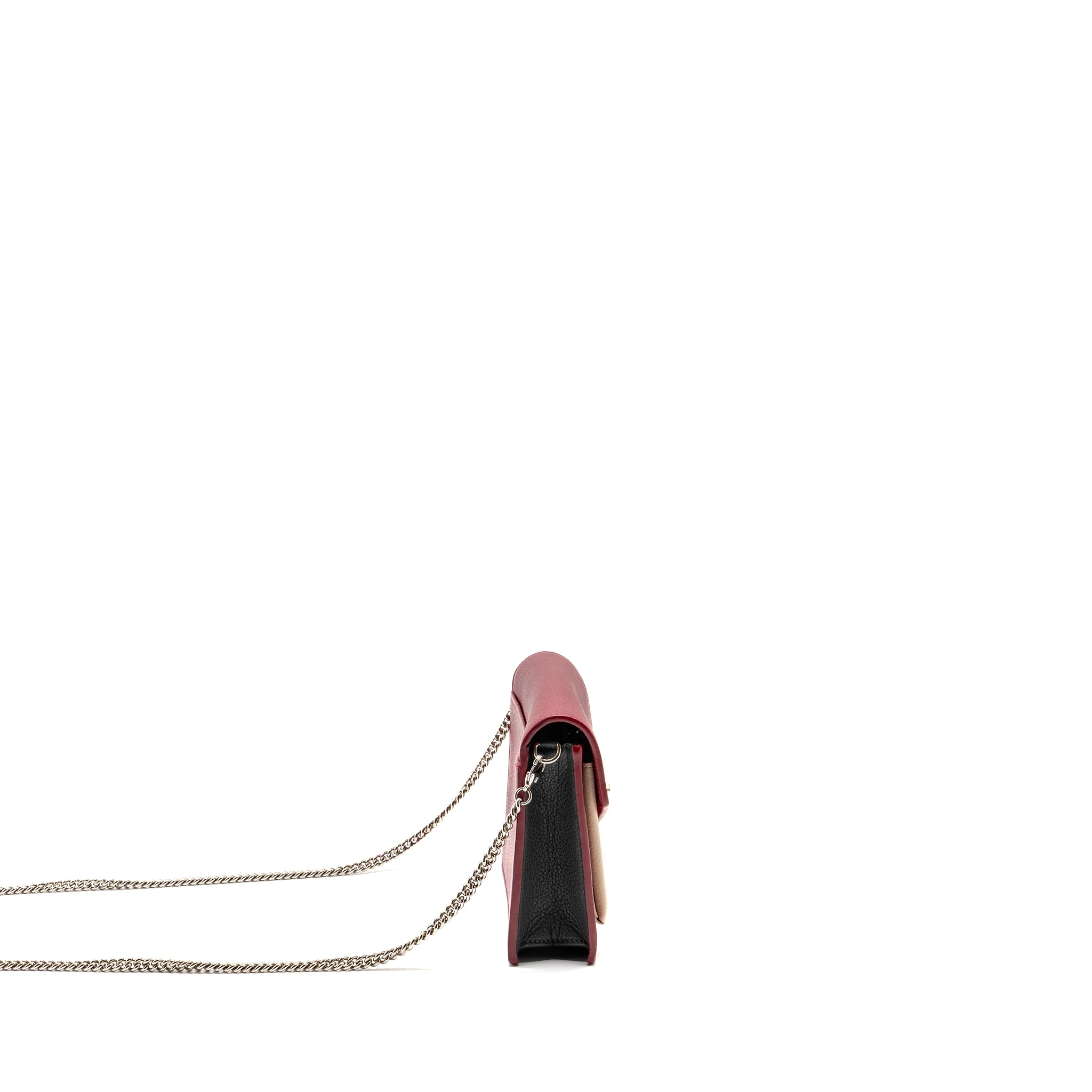 Louis Vuitton Mylockme chain pochette calfskin multicolor dark red/ beige/ grey SHW - Image 3