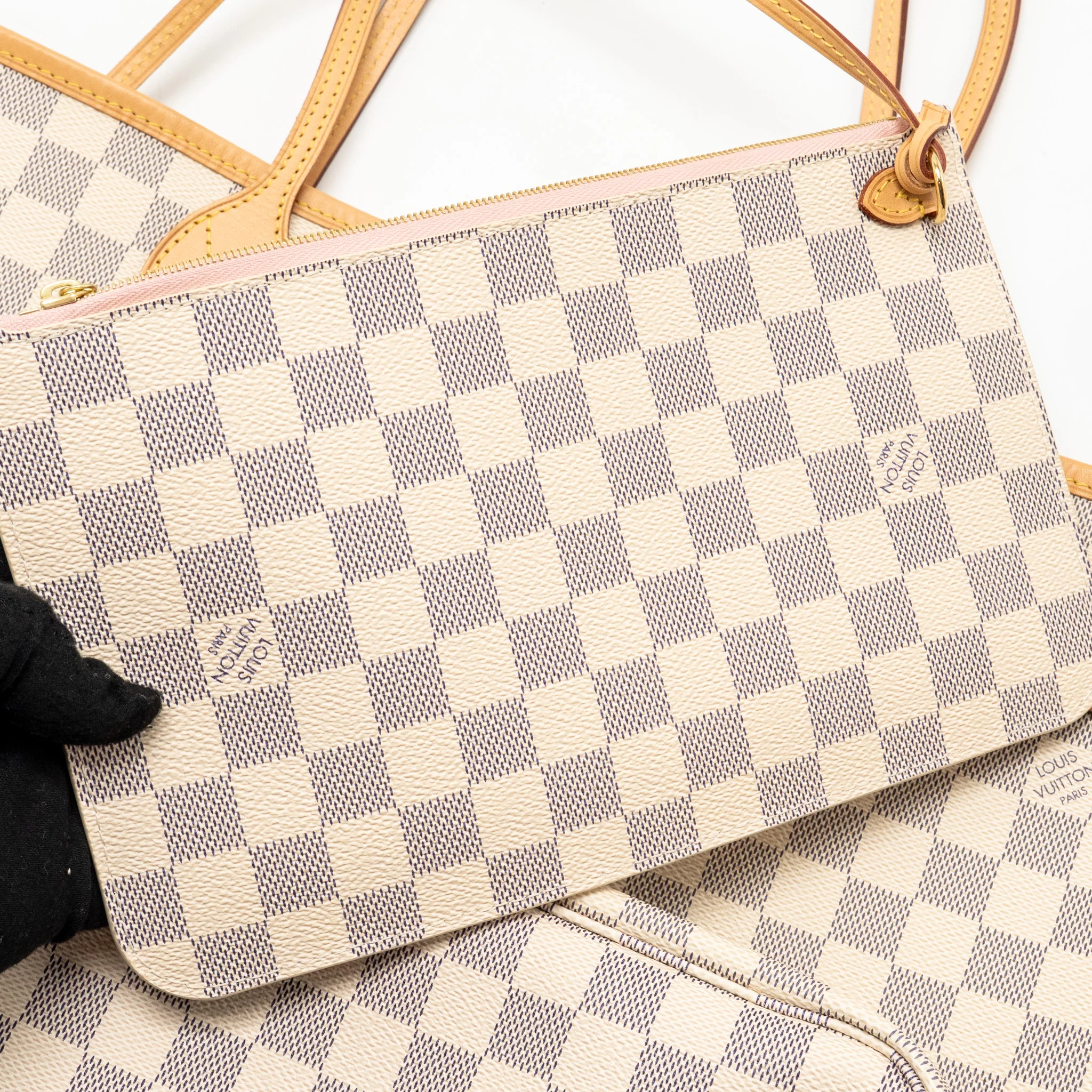 Louis Vuitton Neverfull MM Damier Azur Canvas Rose Ballerine GHW - Image 13