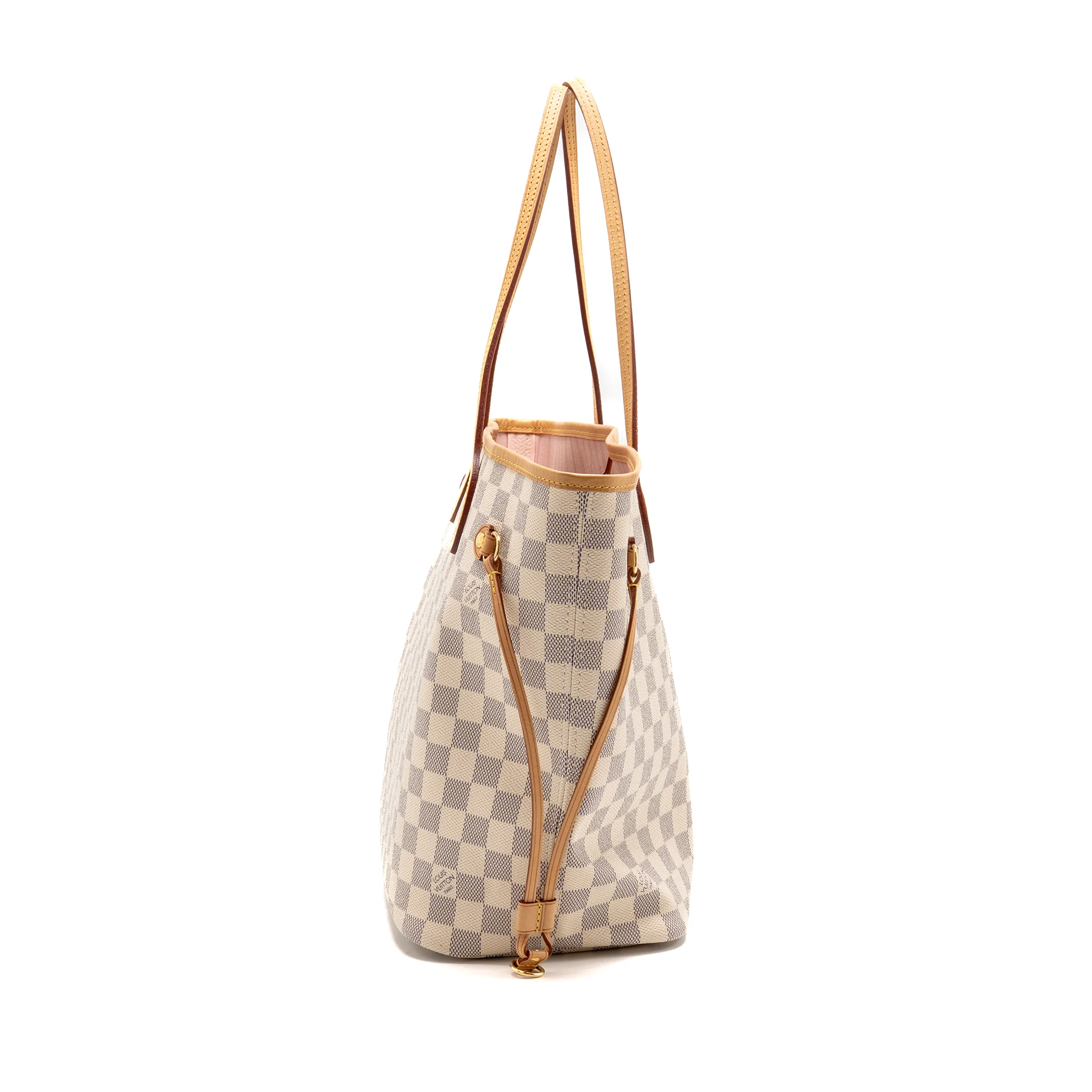 Louis Vuitton Neverfull MM Damier Azur Canvas Rose Ballerine GHW - Image 4