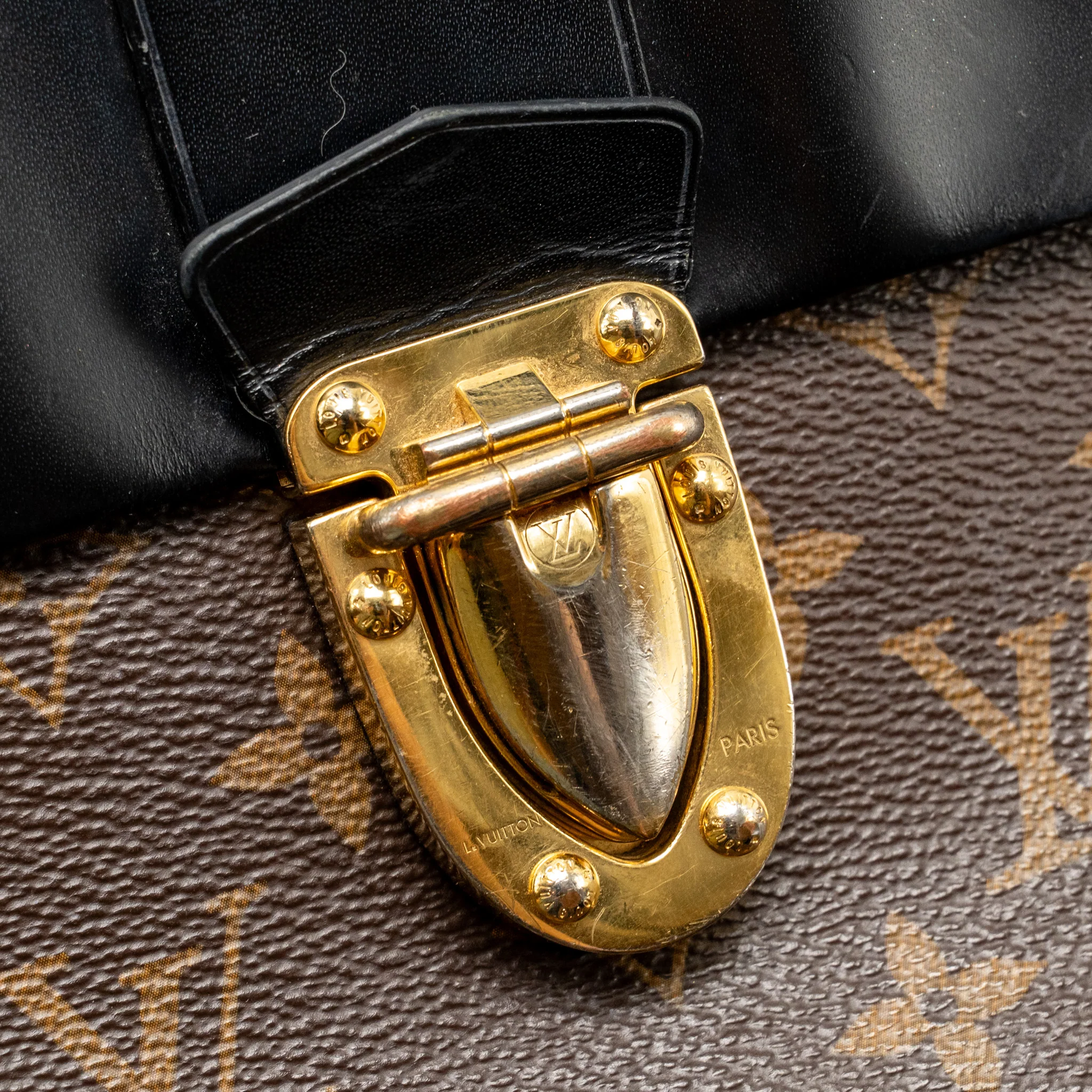 Louis Vuitton one handle MM monogram canvas/ leather black GHW - Image 13