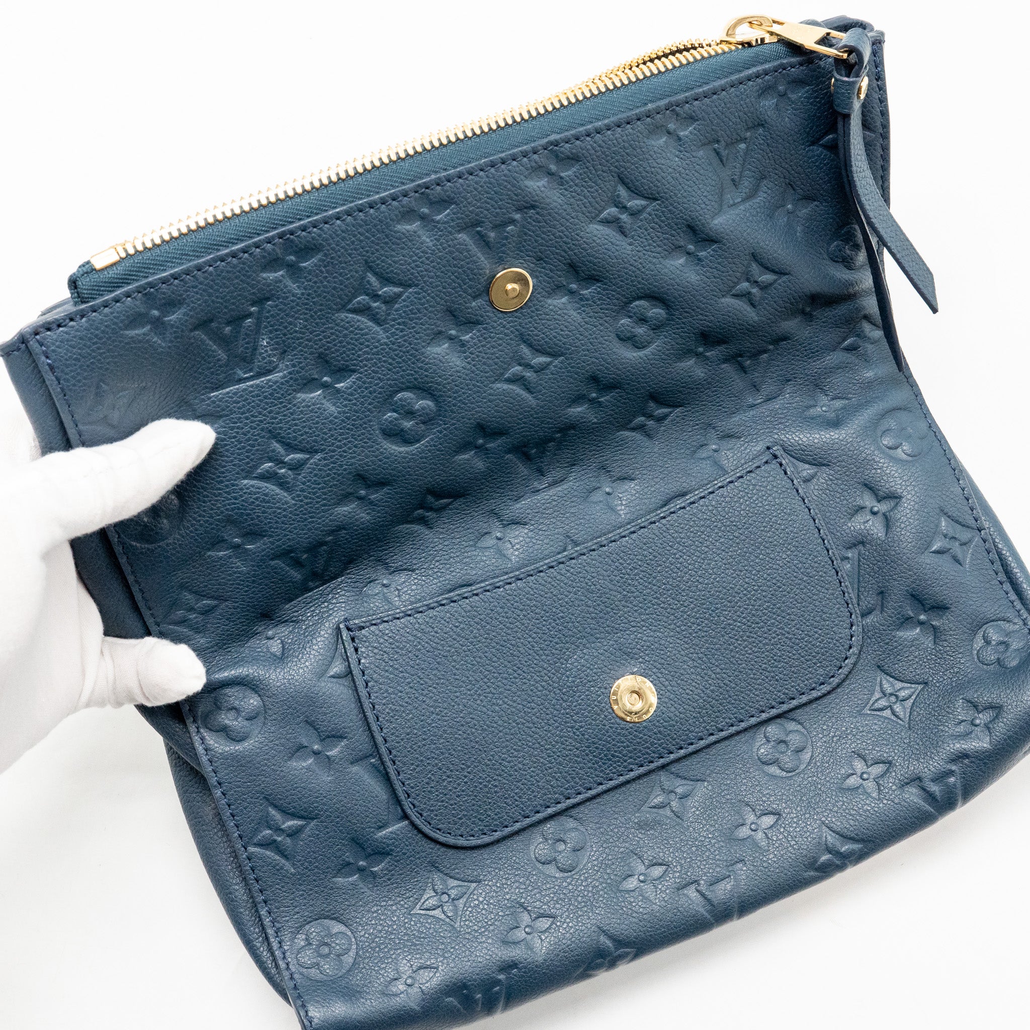 Louis Vuitton Petillante Clutch Monogram Empreinte Leather Dark Blue GHW - Image 13