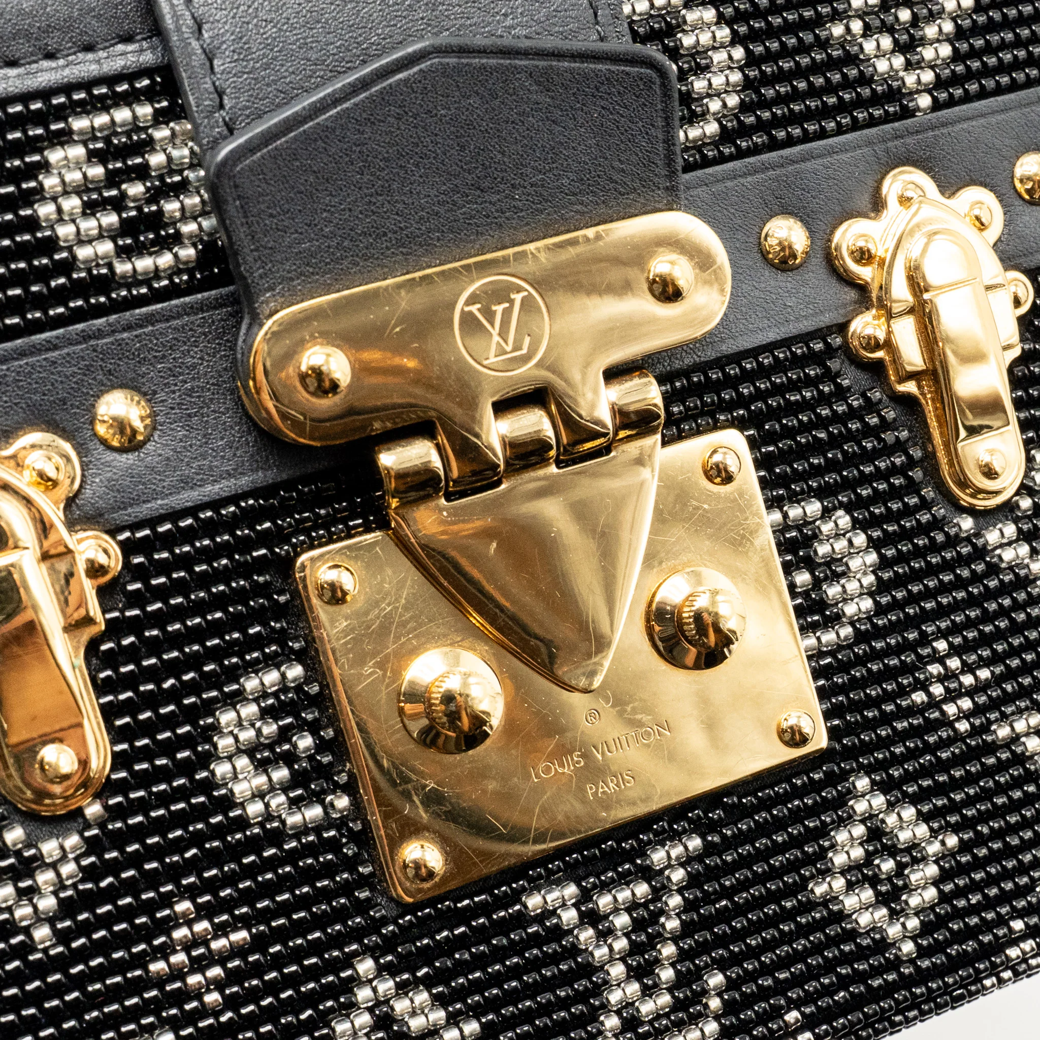 Louis Vuitton Petite Malle Bag Beads Embroidered Monogram/Leather Black GHW - Image 13