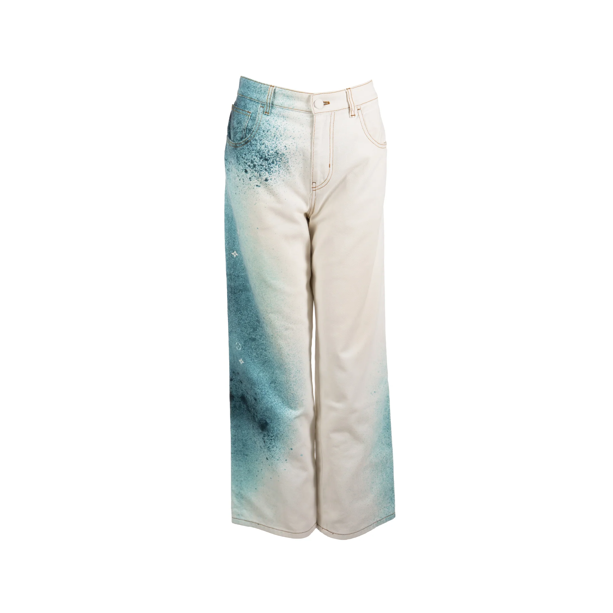 Louis Vuitton size 30 Virgil Abloh Spray Denim Pants White/Blue