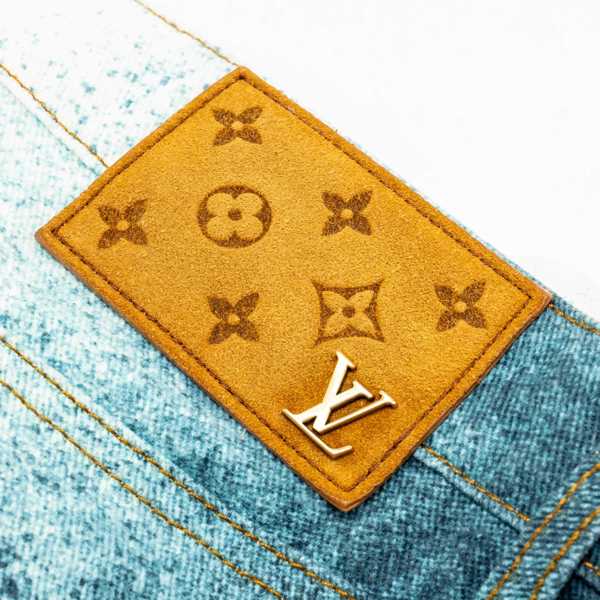 Louis Vuitton size 30 Virgil Abloh Spray Denim Pants White/Blue - Image 4