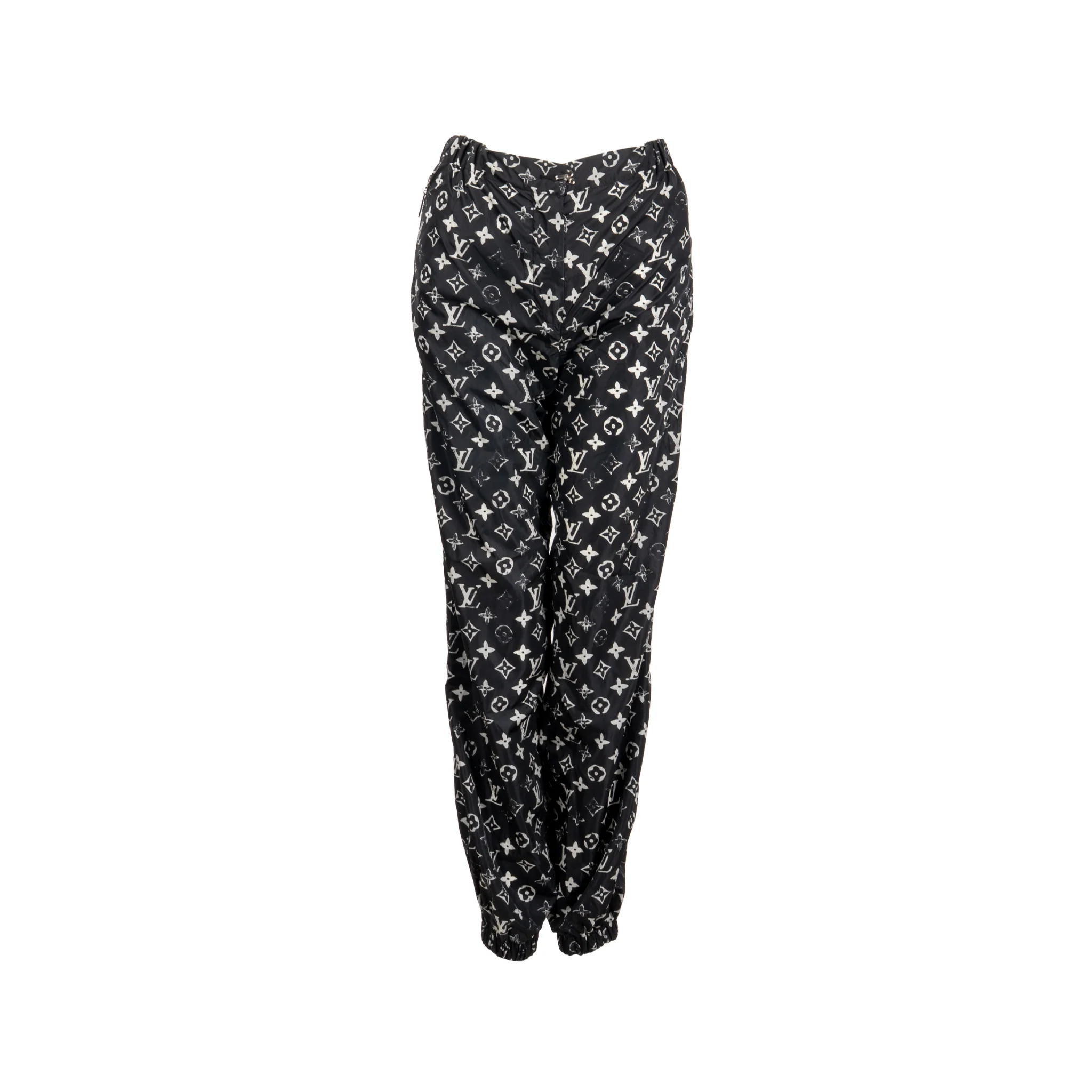 Louis Vuitton size 34 stencil-effect Monogram jogging pants Black/White Polyamide