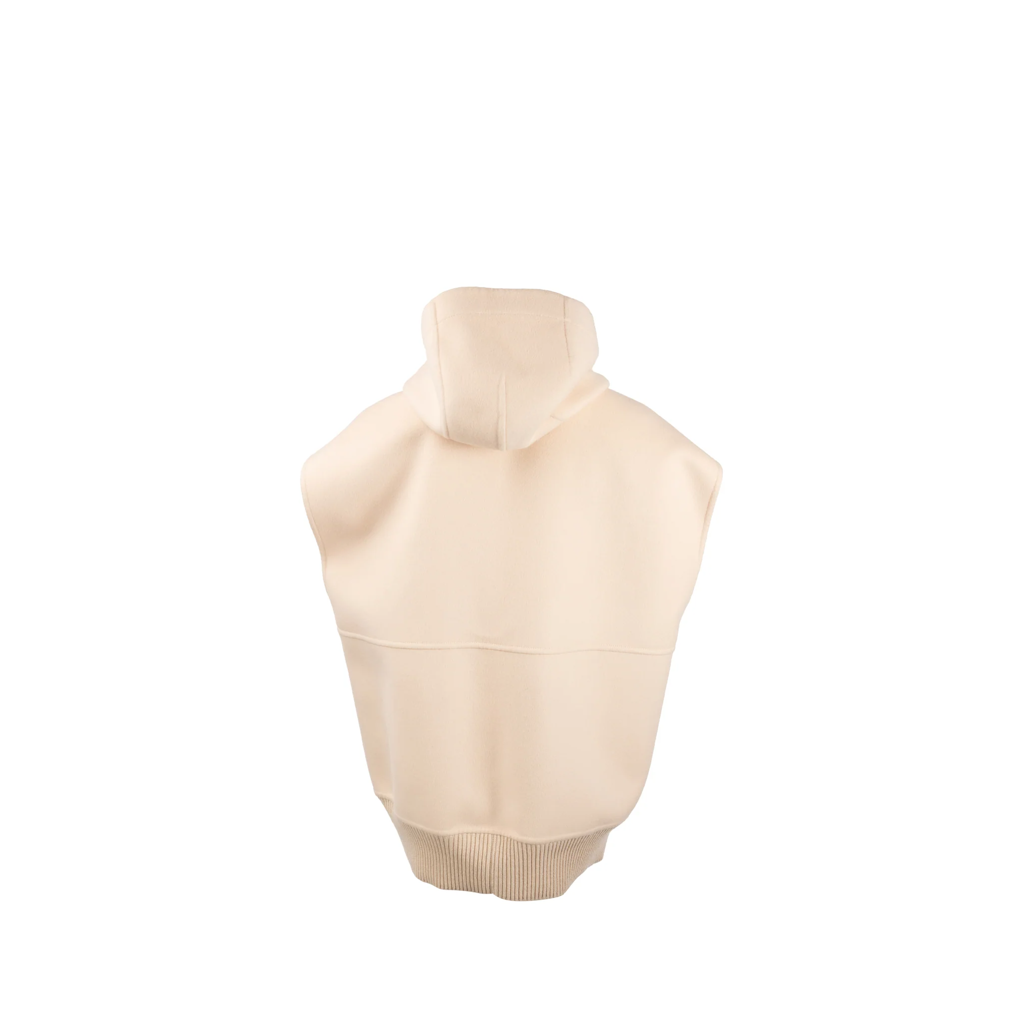 Louis Vuitton Size 36 Sleeveless Hooded Zip Up Coat Wool Cream Beige - Image 3