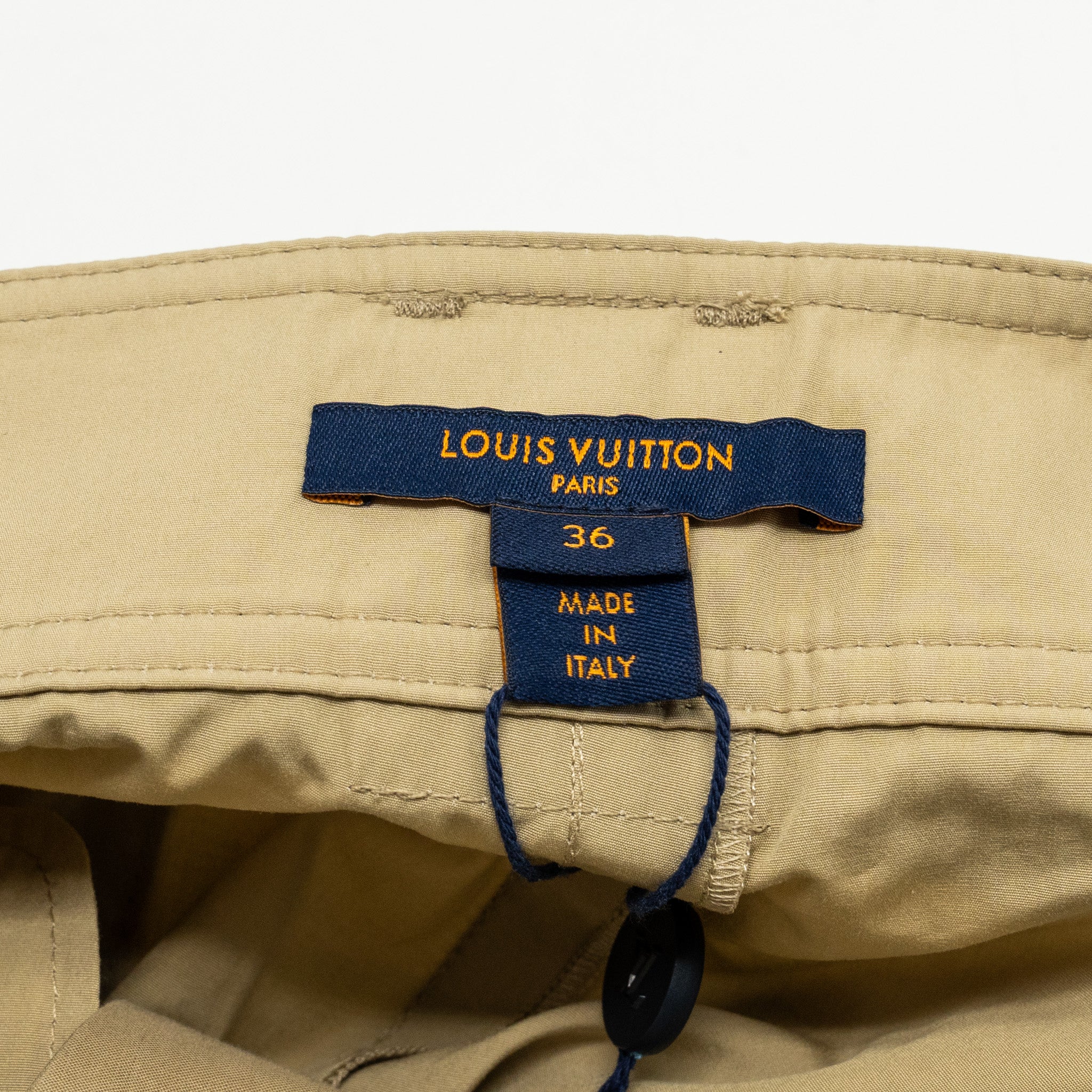 LOUIS VUITTON Size 36 Straight Pants With Monogram Belt Cotton/Silk Beige - Image 10