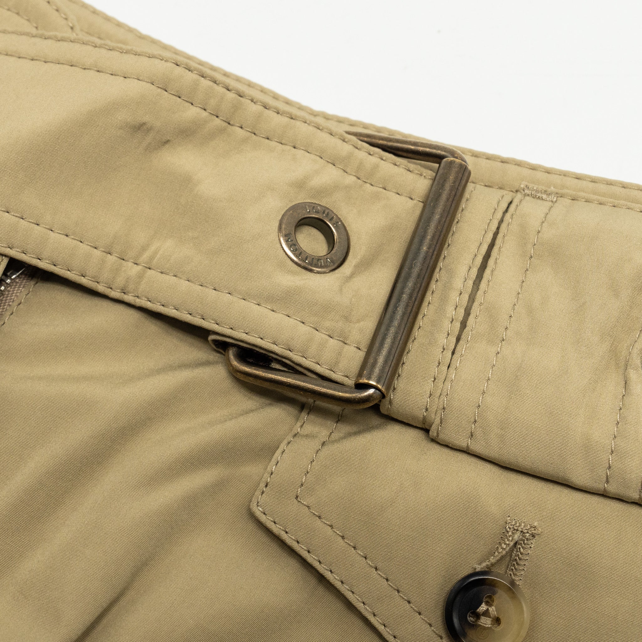 LOUIS VUITTON Size 36 Straight Pants With Monogram Belt Cotton/Silk Beige - Image 4