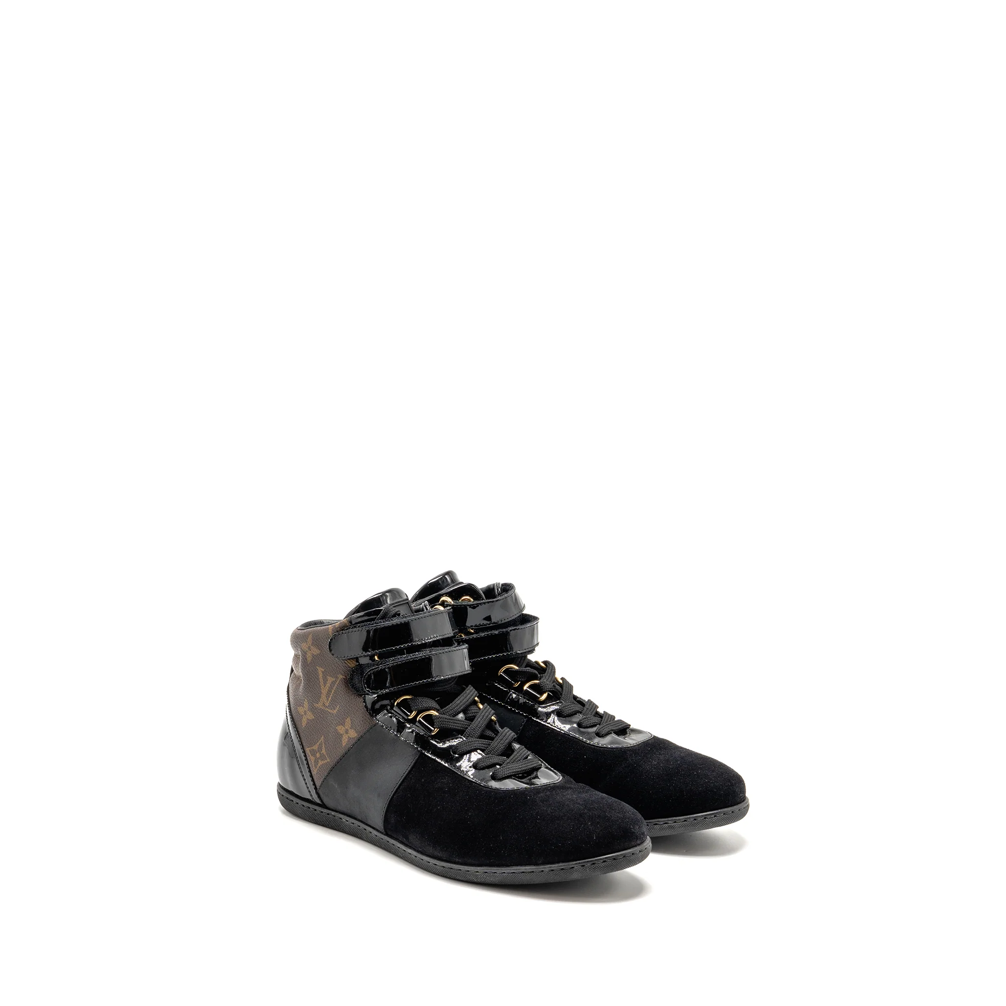 Louis Vuitton Size 38.5 Move UP Sneakers Monogram Canvas/ Suede/ Patent Black GHW