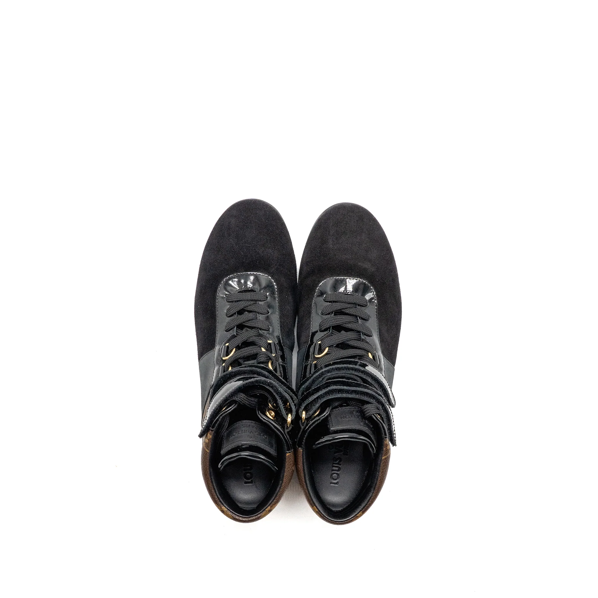Louis Vuitton Size 38.5 Move UP Sneakers Monogram Canvas/ Suede/ Patent Black GHW - Image 2