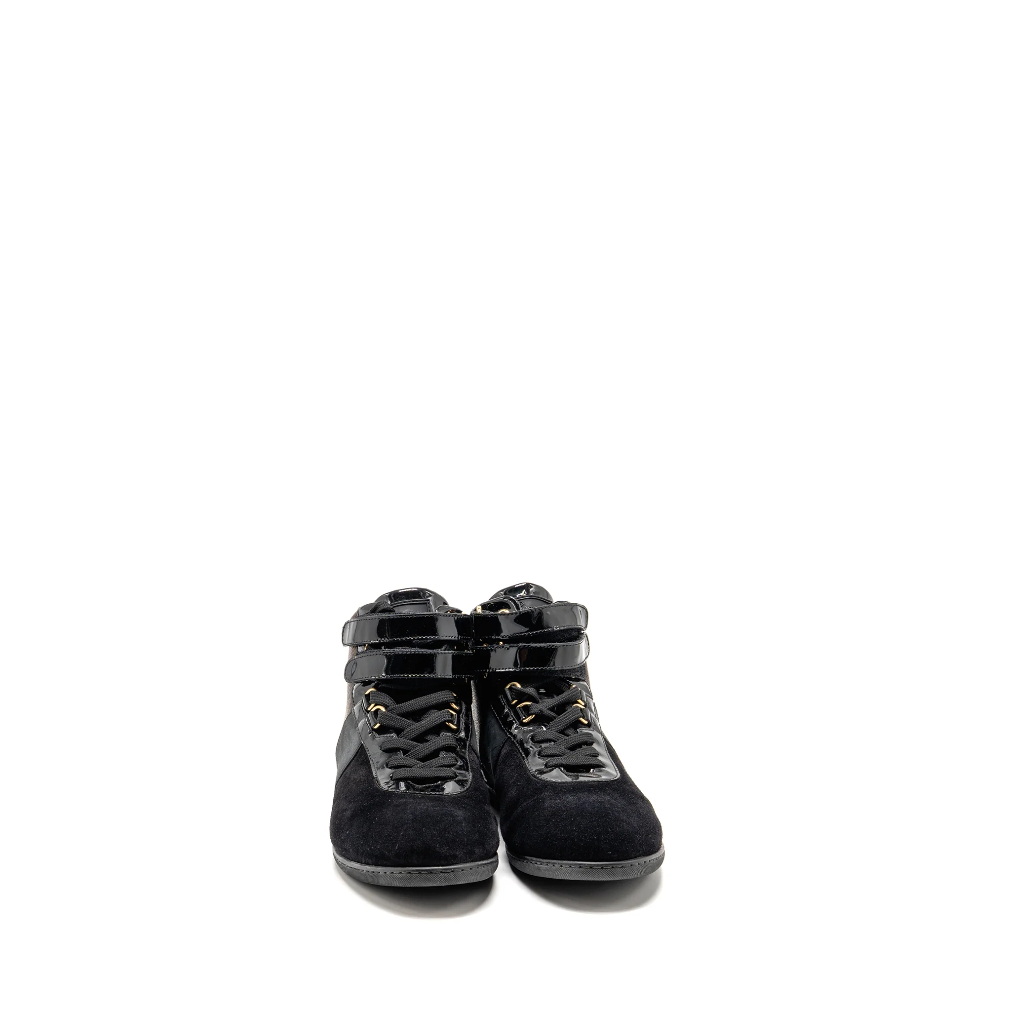 Louis Vuitton Size 38.5 Move UP Sneakers Monogram Canvas/ Suede/ Patent Black GHW - Image 3