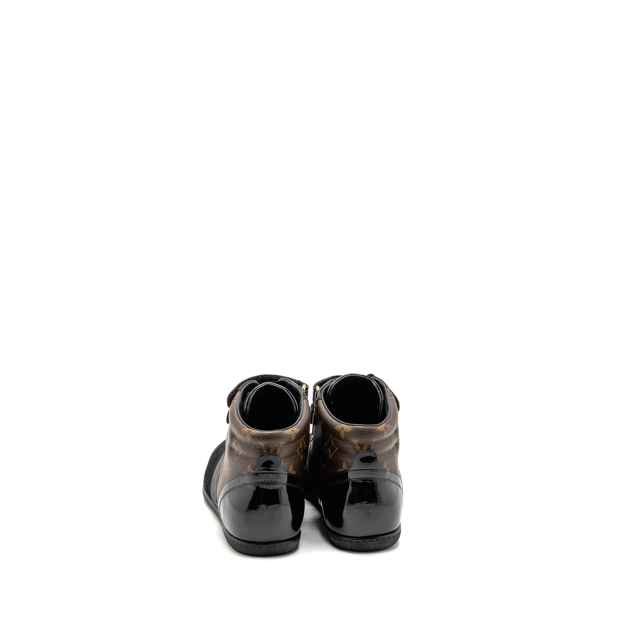 Louis Vuitton Size 38.5 Move UP Sneakers Monogram Canvas/ Suede/ Patent Black GHW - Image 4