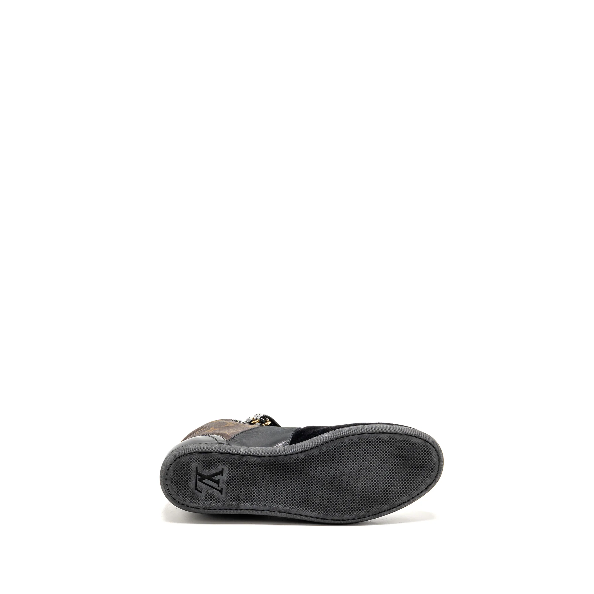 Louis Vuitton Size 38.5 Move UP Sneakers Monogram Canvas/ Suede/ Patent Black GHW - Image 6