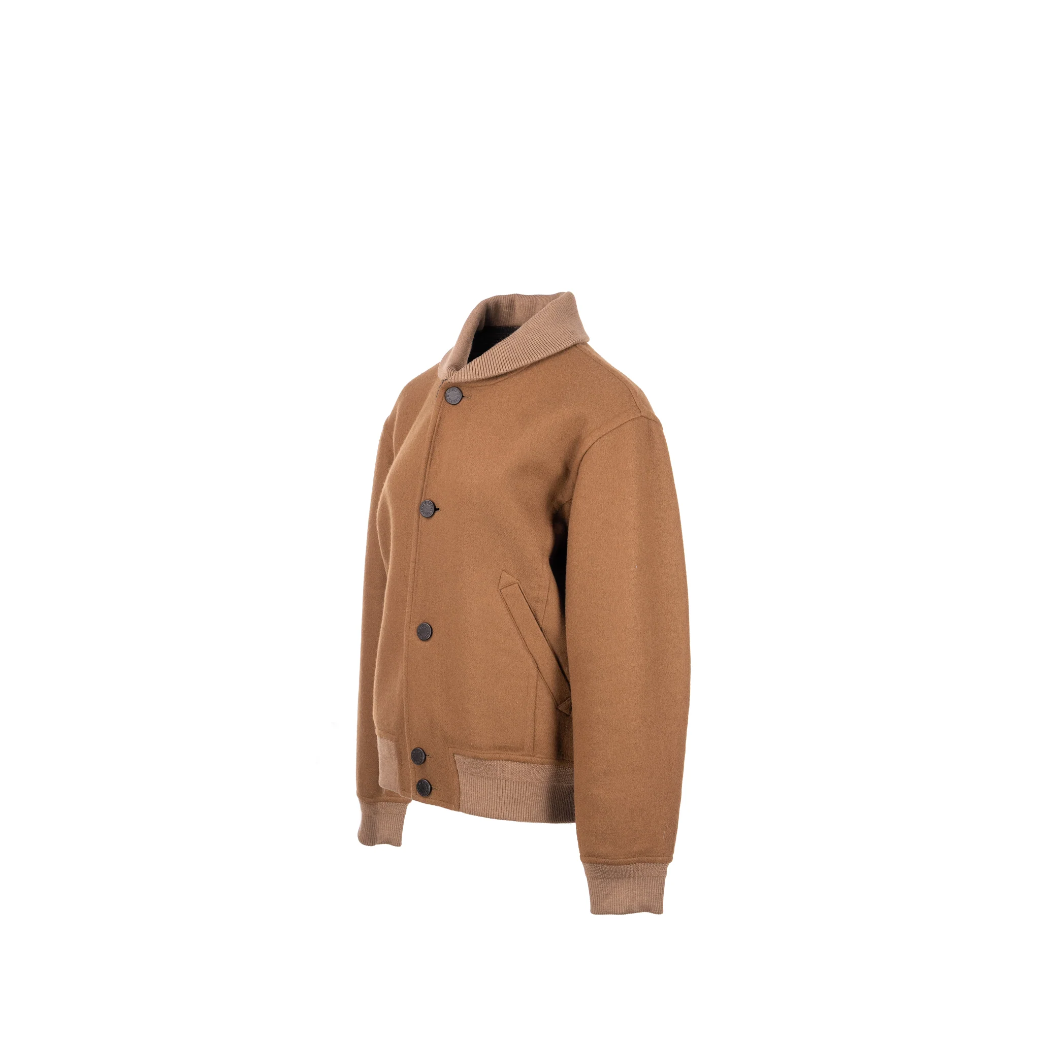 LOUIS VUITTON Size 46 Men's Bomber Jacket Wool/Cashmere Brown - Image 2