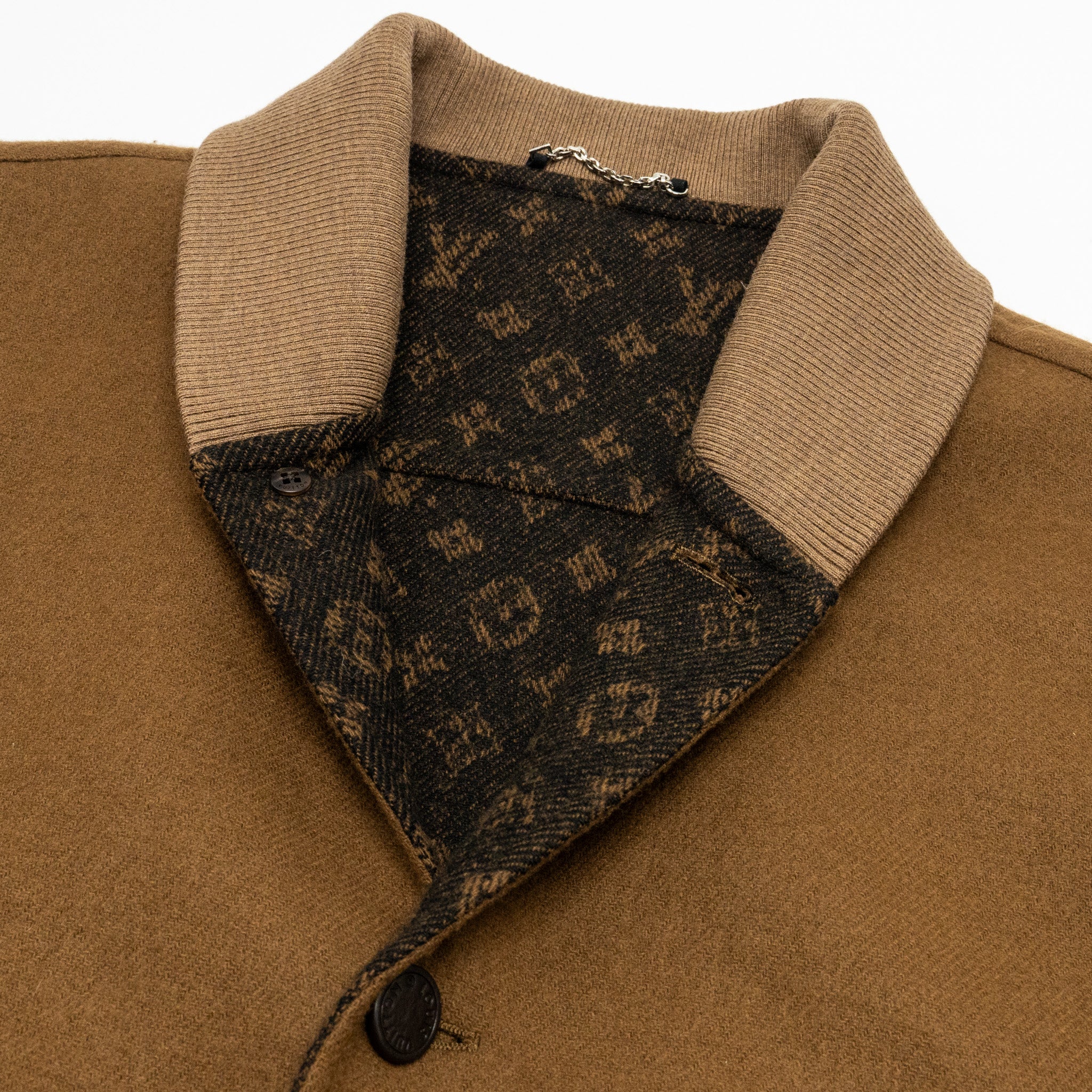 LOUIS VUITTON Size 46 Men's Bomber Jacket Wool/Cashmere Brown - Image 4
