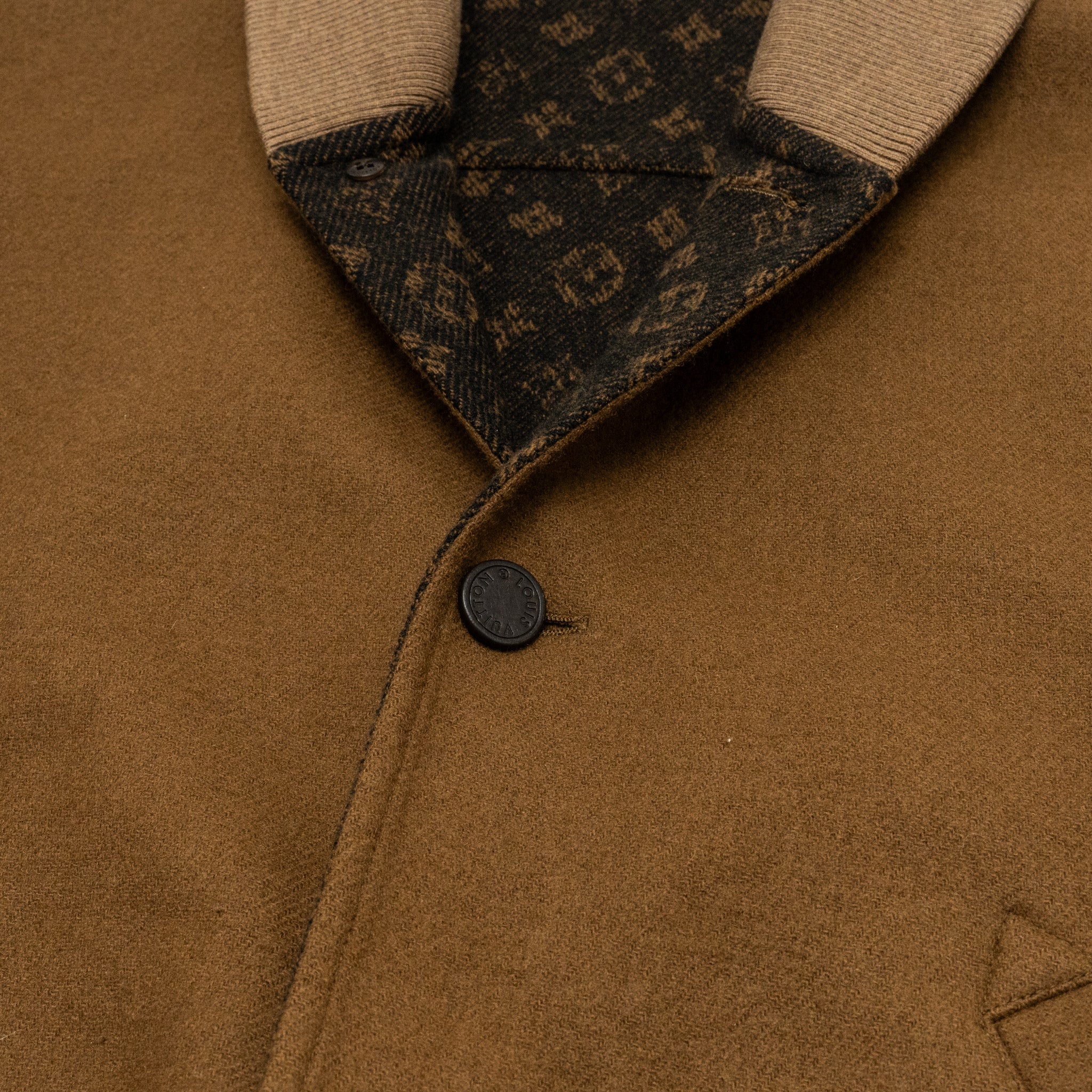 LOUIS VUITTON Size 46 Men's Bomber Jacket Wool/Cashmere Brown - Image 5