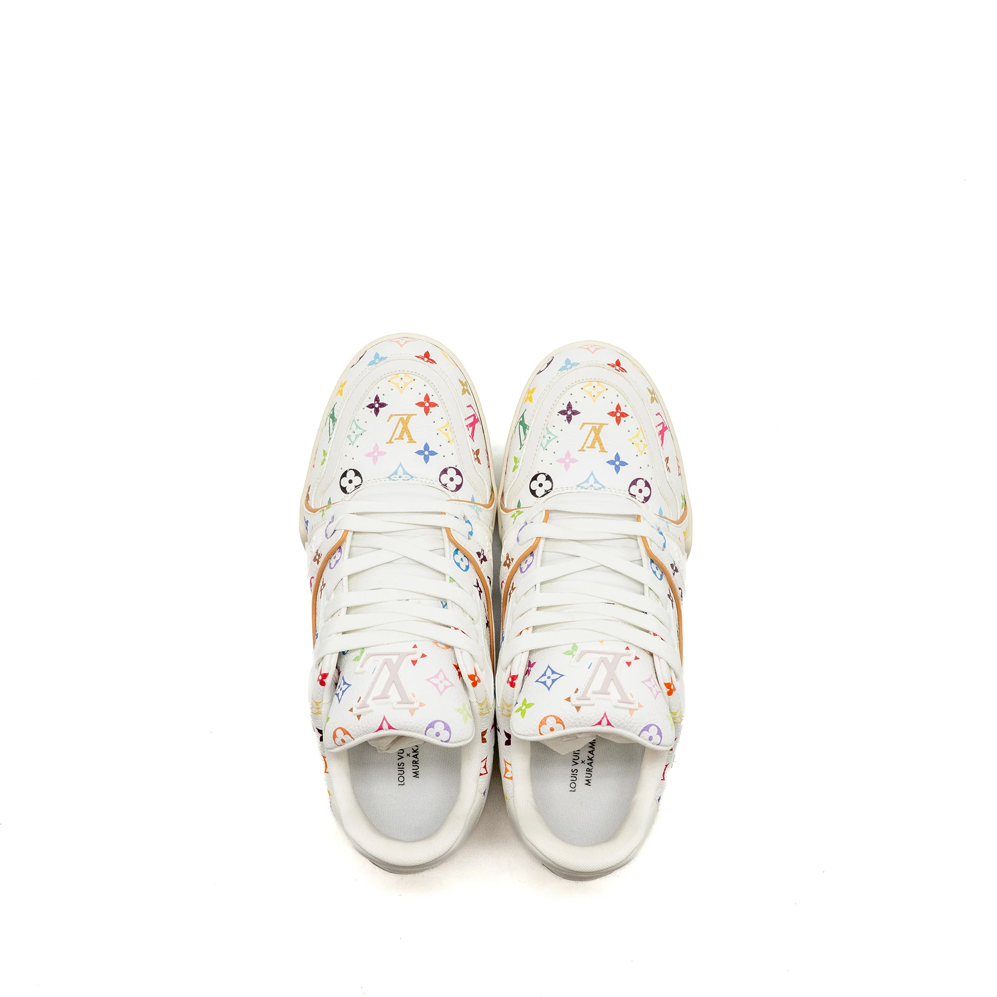 Louis Vuitton Size 6.5 Takashi Murakami LV Trainer Sneaker Grained Calfskin White/Multicolour - Image 2
