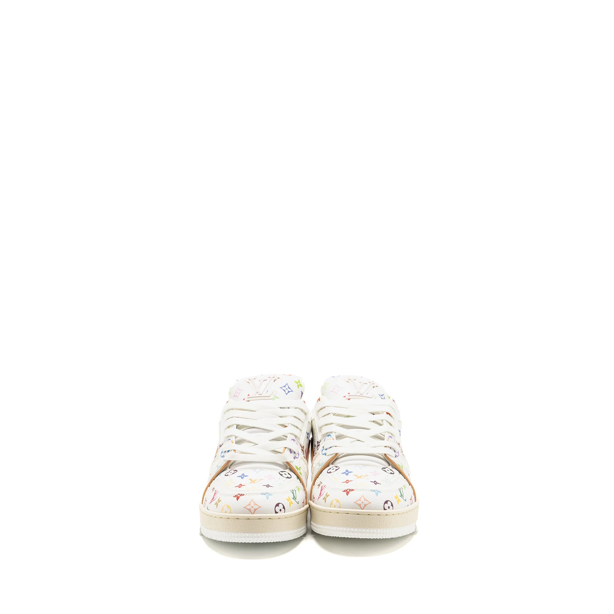 Louis Vuitton Size 6.5 Takashi Murakami LV Trainer Sneaker Grained Calfskin White/Multicolour - Image 3
