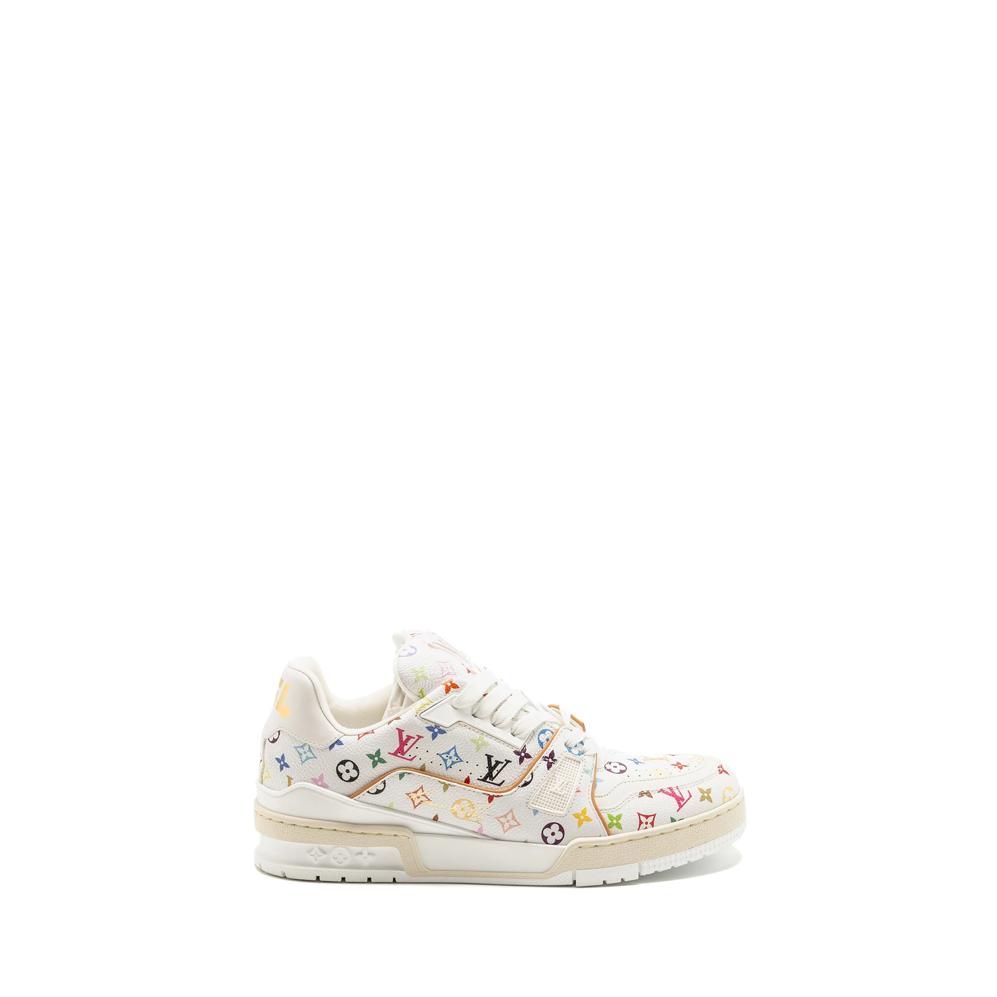 Louis Vuitton Size 6.5 Takashi Murakami LV Trainer Sneaker Grained Calfskin White/Multicolour - Image 5