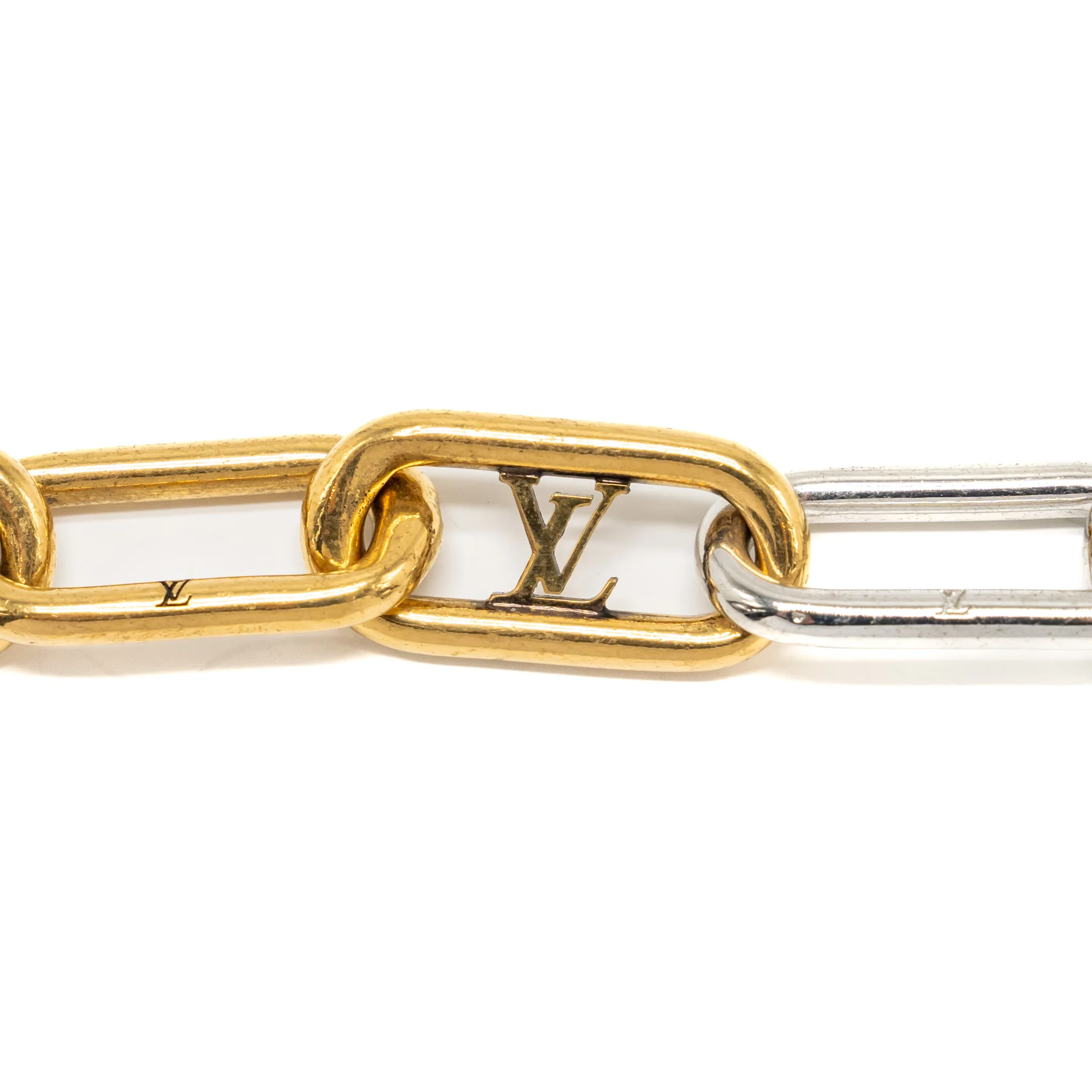 Louis Vuitton Size M Brasserie Signature Chain Metal Bracelet Gold/Silver Rainbow Tone - Image 2