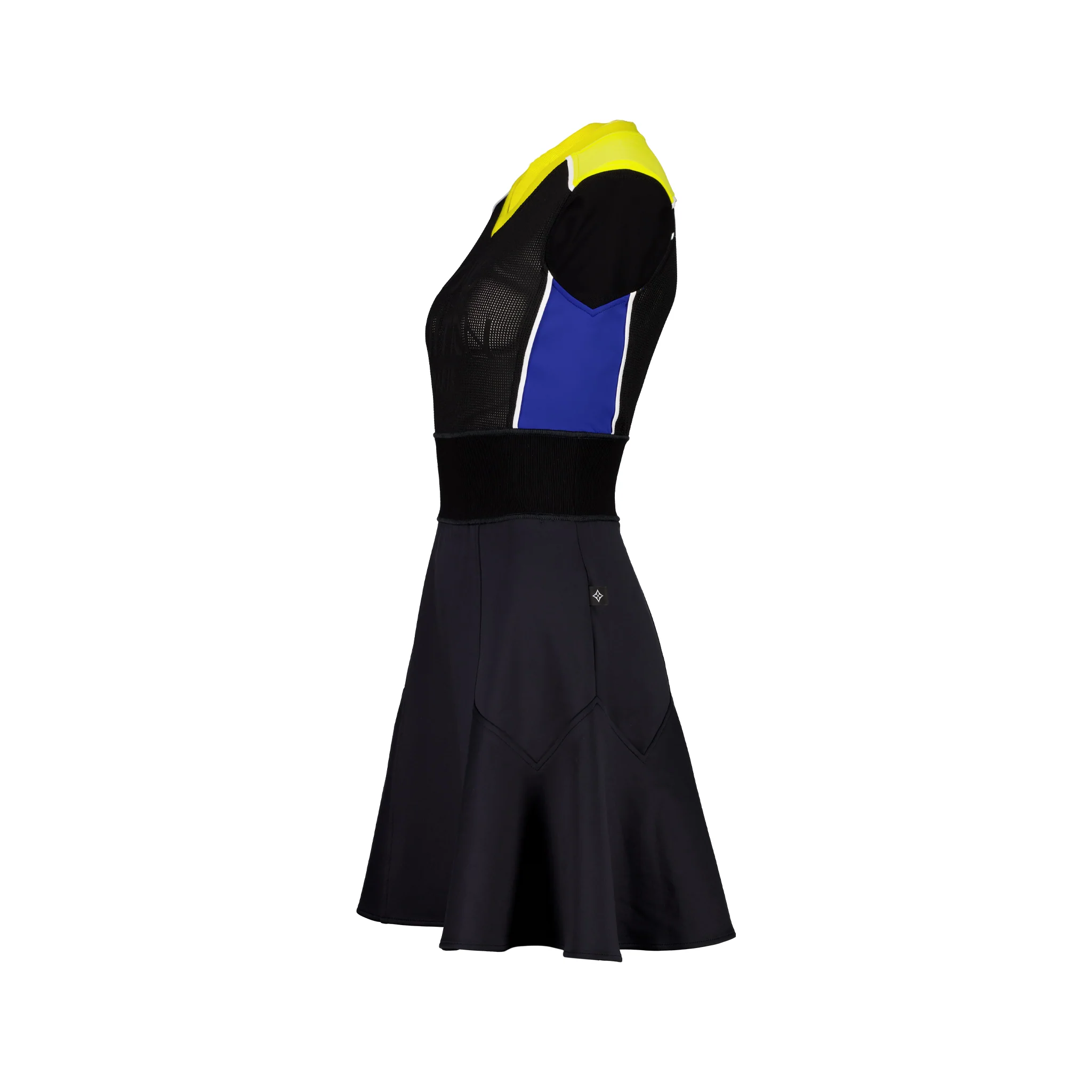 Louis Vuitton Size XS A-line Sleeveless Dress Black/Yellow/Blue Style Code:1A8LAG - Image 3