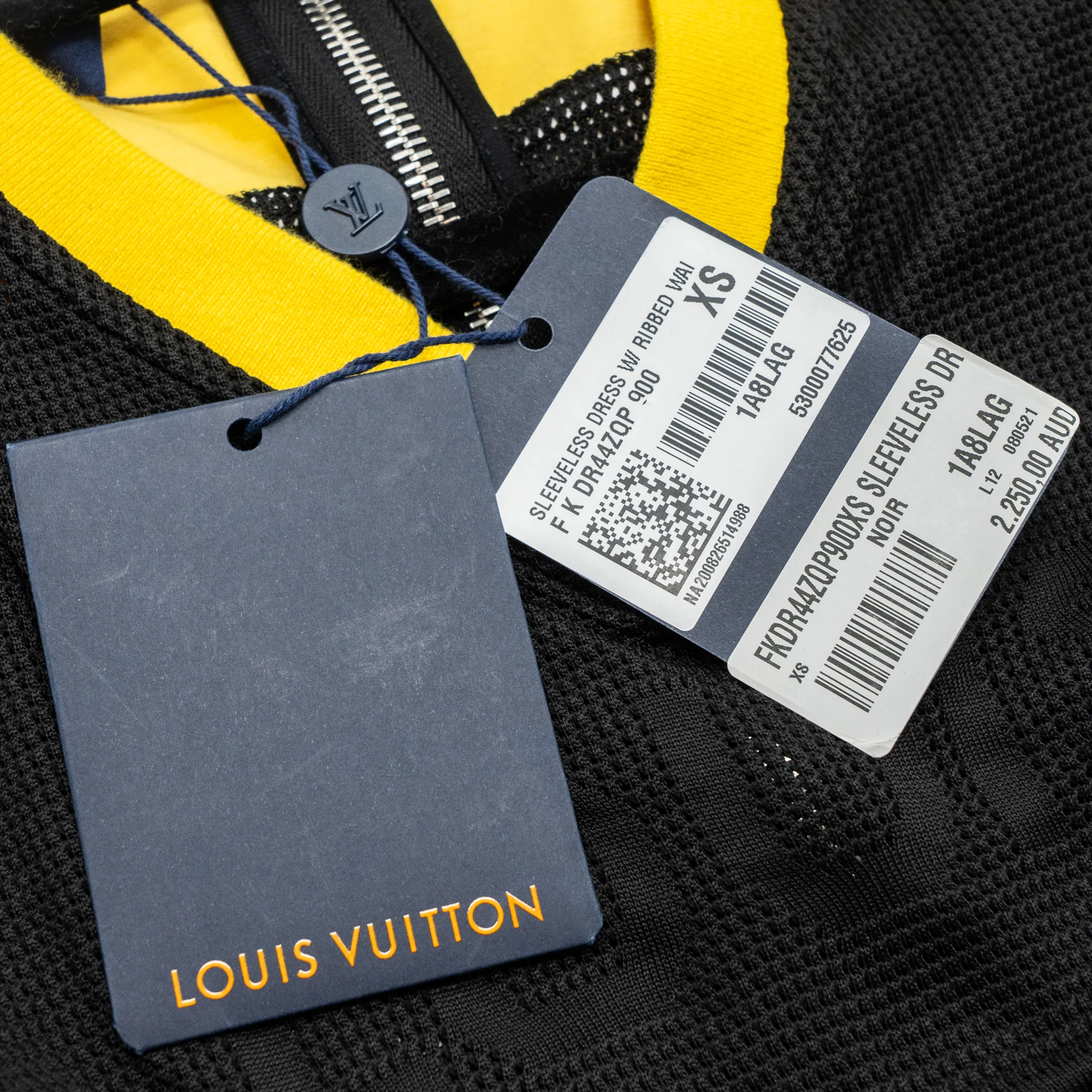 Louis Vuitton Size XS A-line Sleeveless Dress Black/Yellow/Blue Style Code:1A8LAG - Image 4