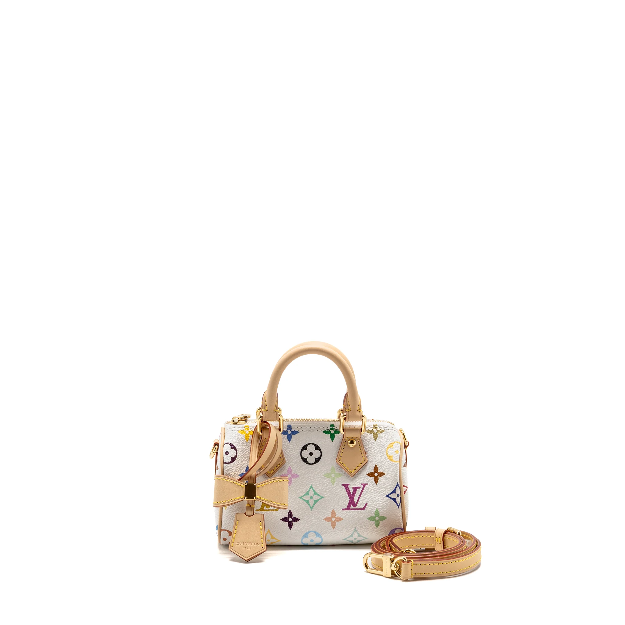Louis Vuitton x Takashi Murakami Nano Speedy Multicoloured Monogram Canvas White GHW