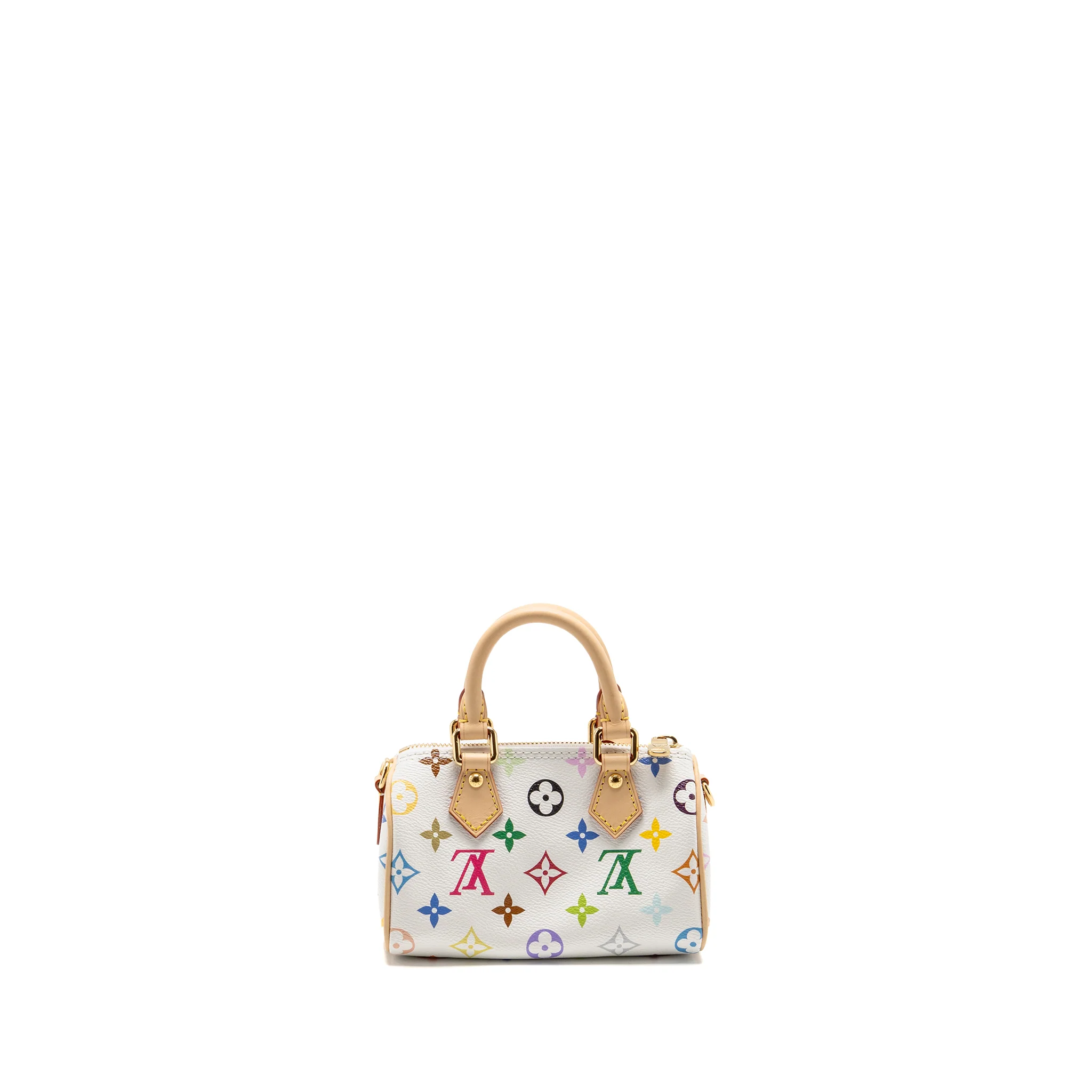 Louis Vuitton x Takashi Murakami Nano Speedy Multicoloured Monogram Canvas White GHW - Image 2
