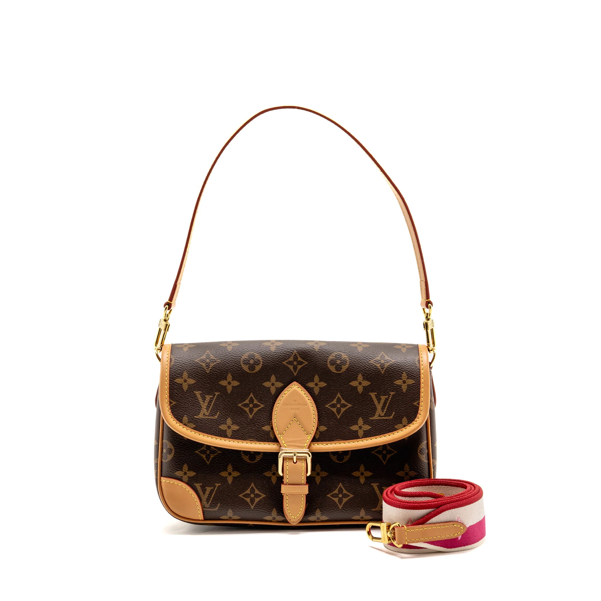 Louis Vuitton Diane bag monogram canvas pink strap GHW