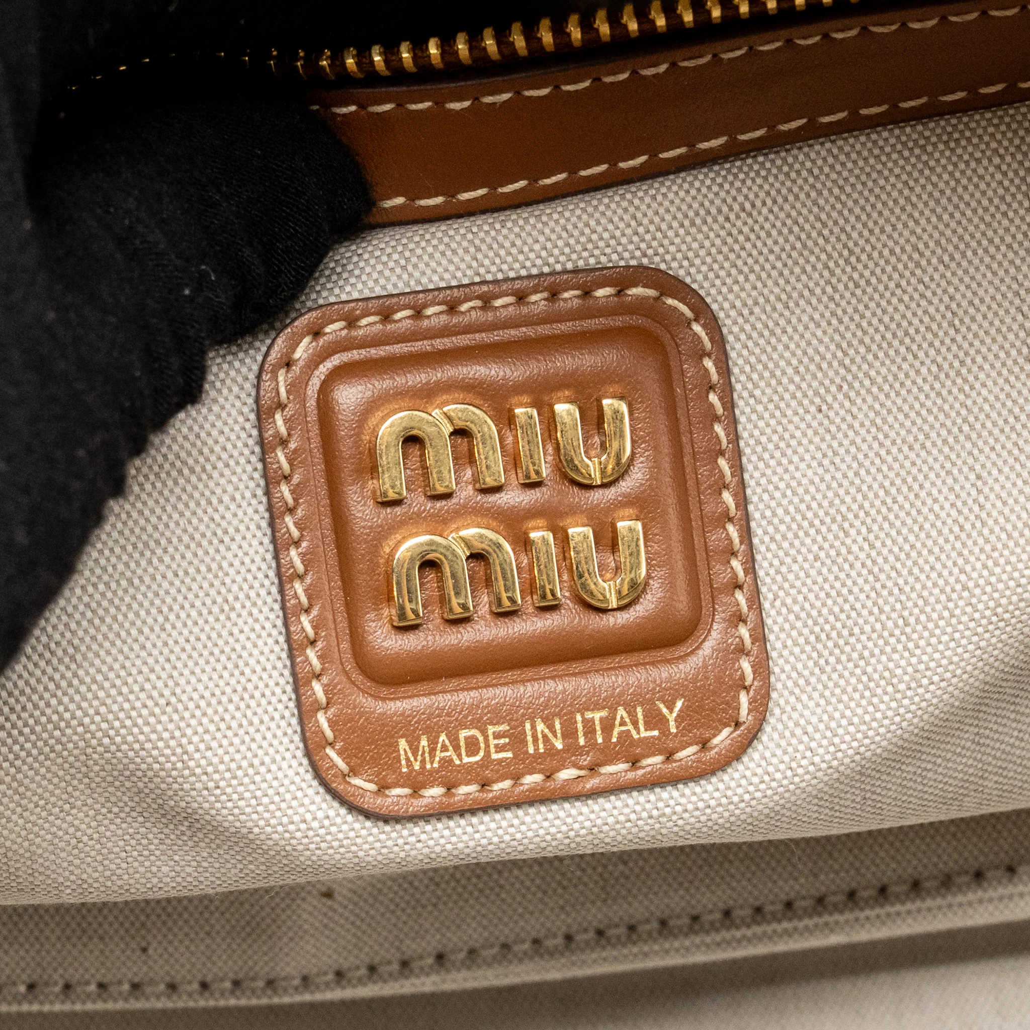 Miu Miu Beau Bag canvas/ leather Beige/ Brandy GHW - Image 15