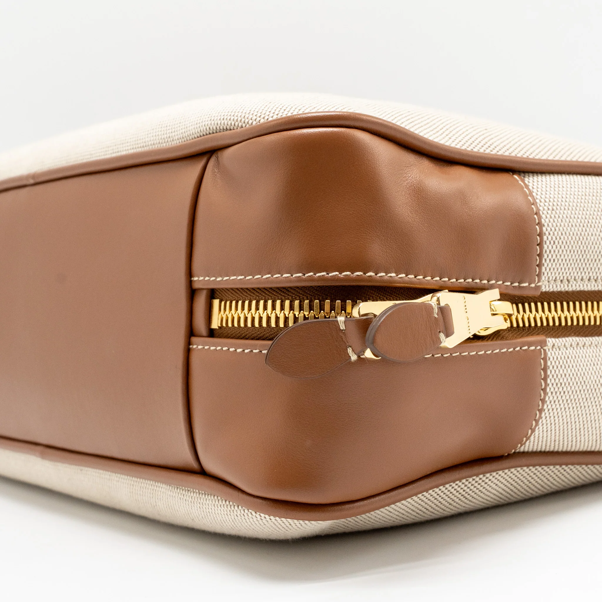 Miu Miu Beau Bag canvas/ leather Beige/ Brandy GHW - Image 7