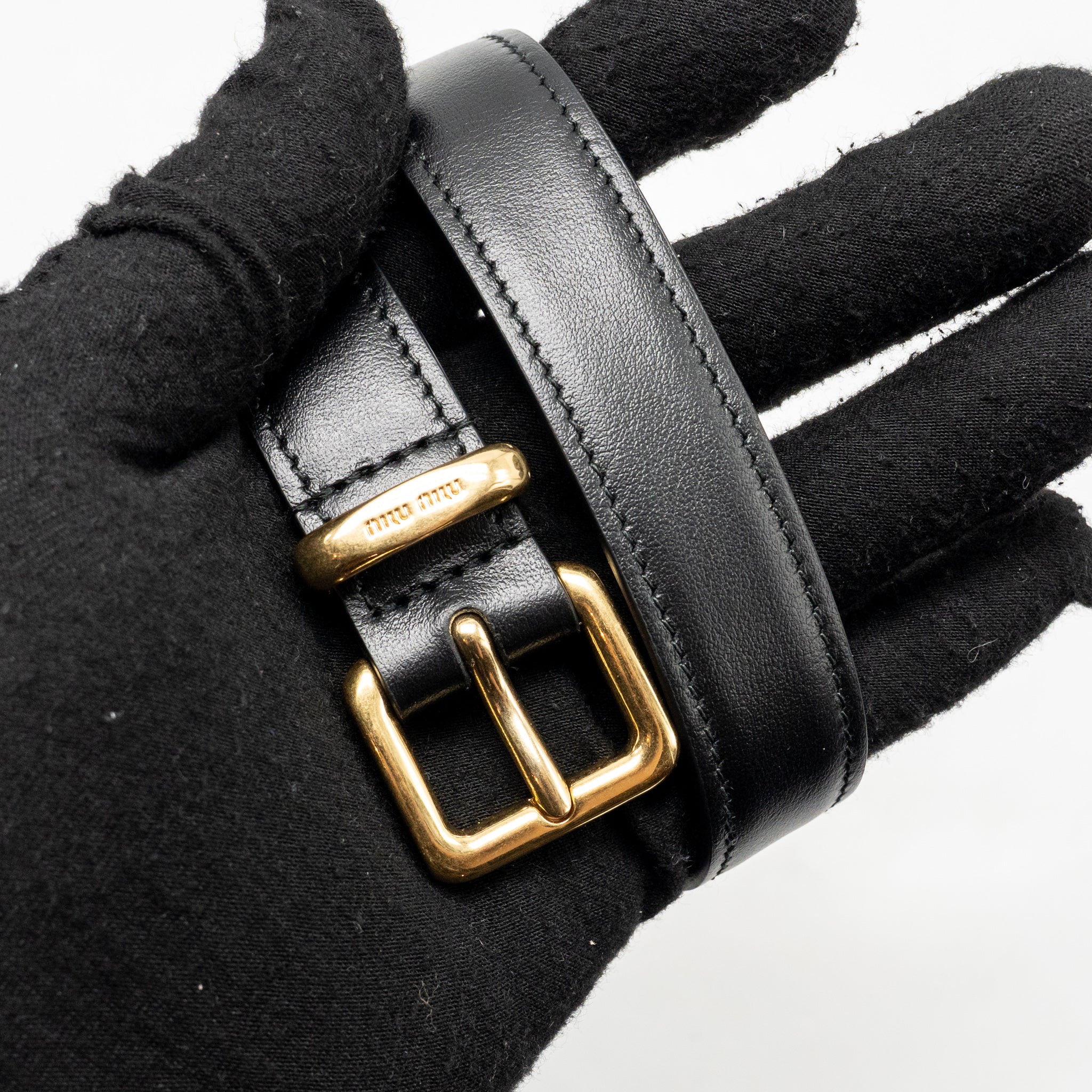 Miu Miu Size 75 mini belt bag soft calfskin black GHW - Image 14
