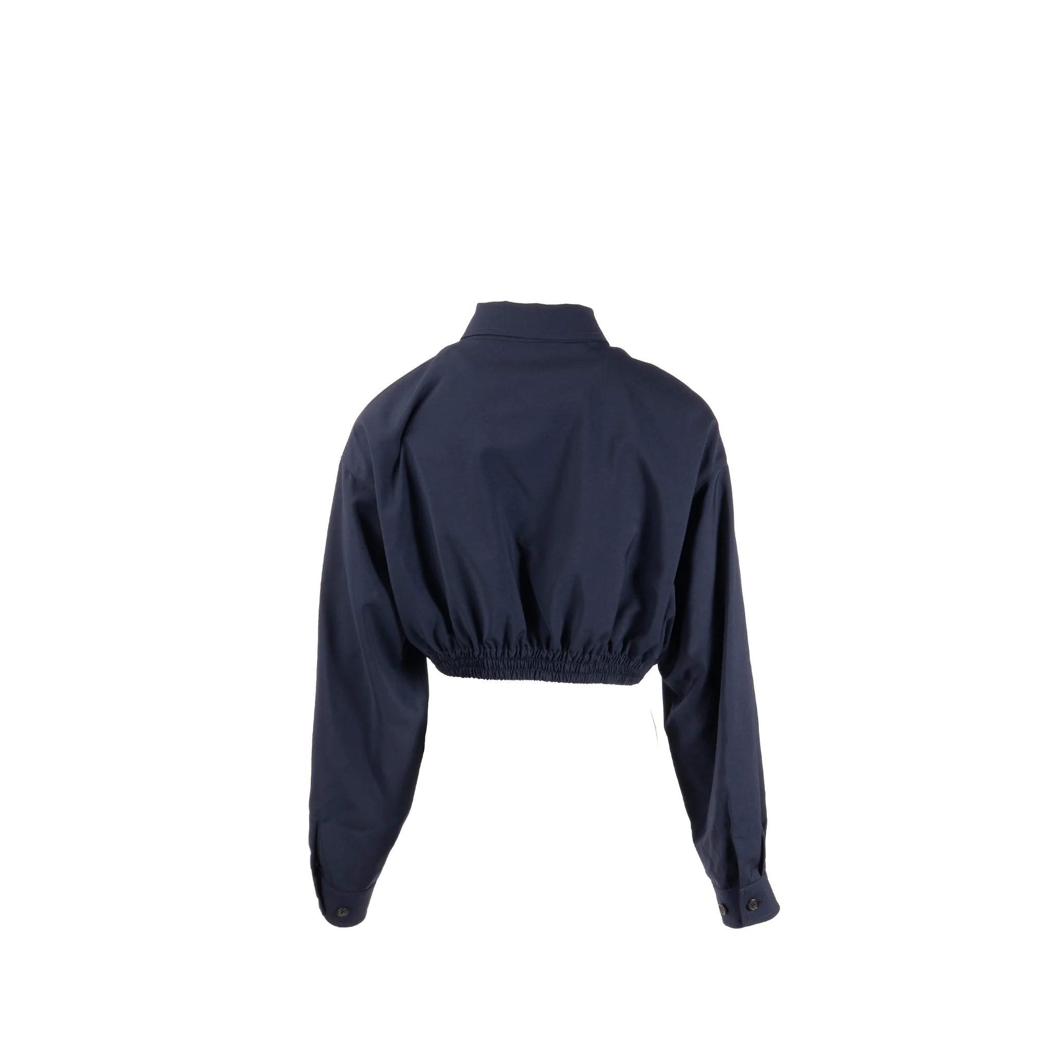 Miu Miu Size 36 Cropped Blouson Jacket Virgin Wool / Mohair Navy - Image 2