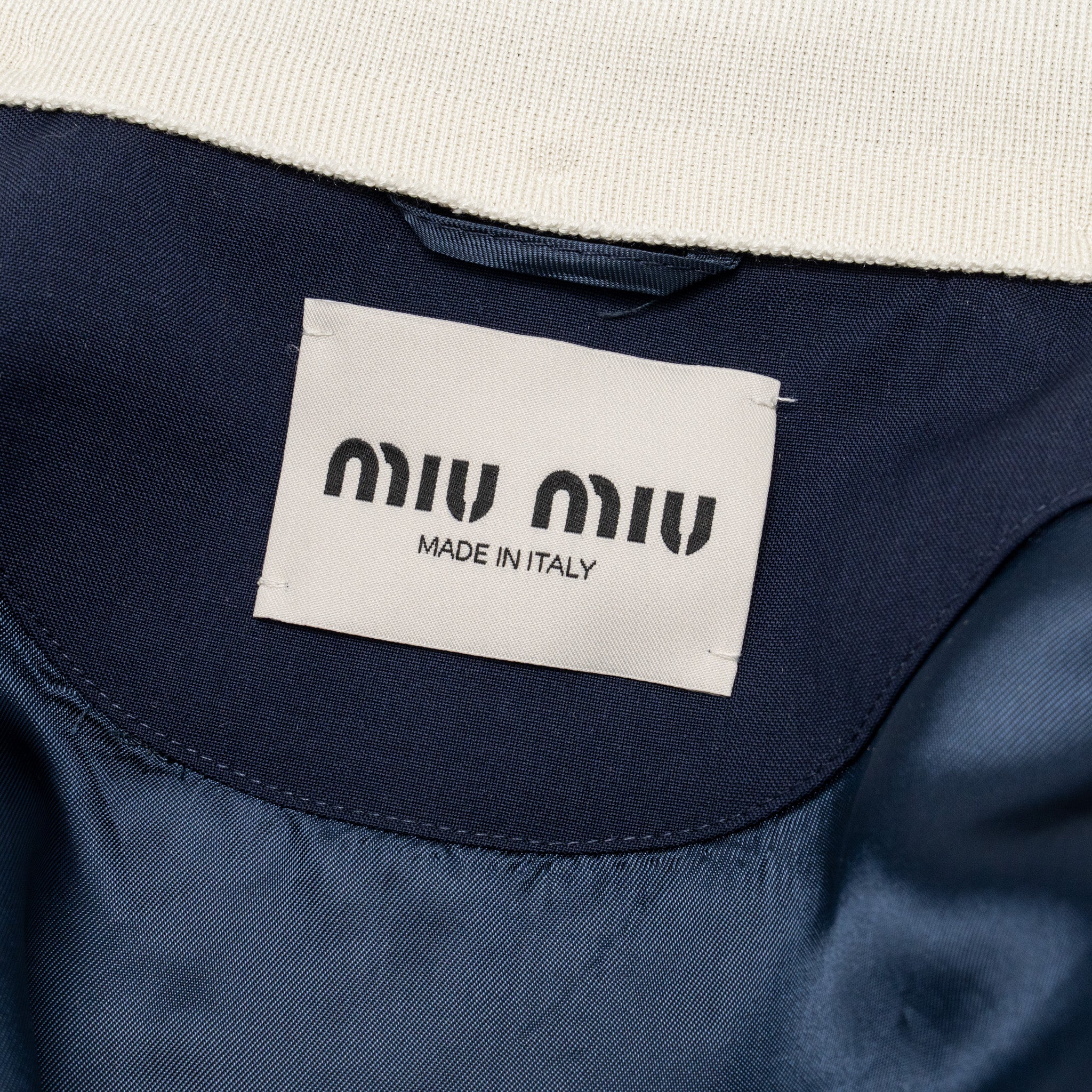 Miu Miu Size 36 Cropped Blouson Jacket Virgin Wool / Mohair Navy - Image 7
