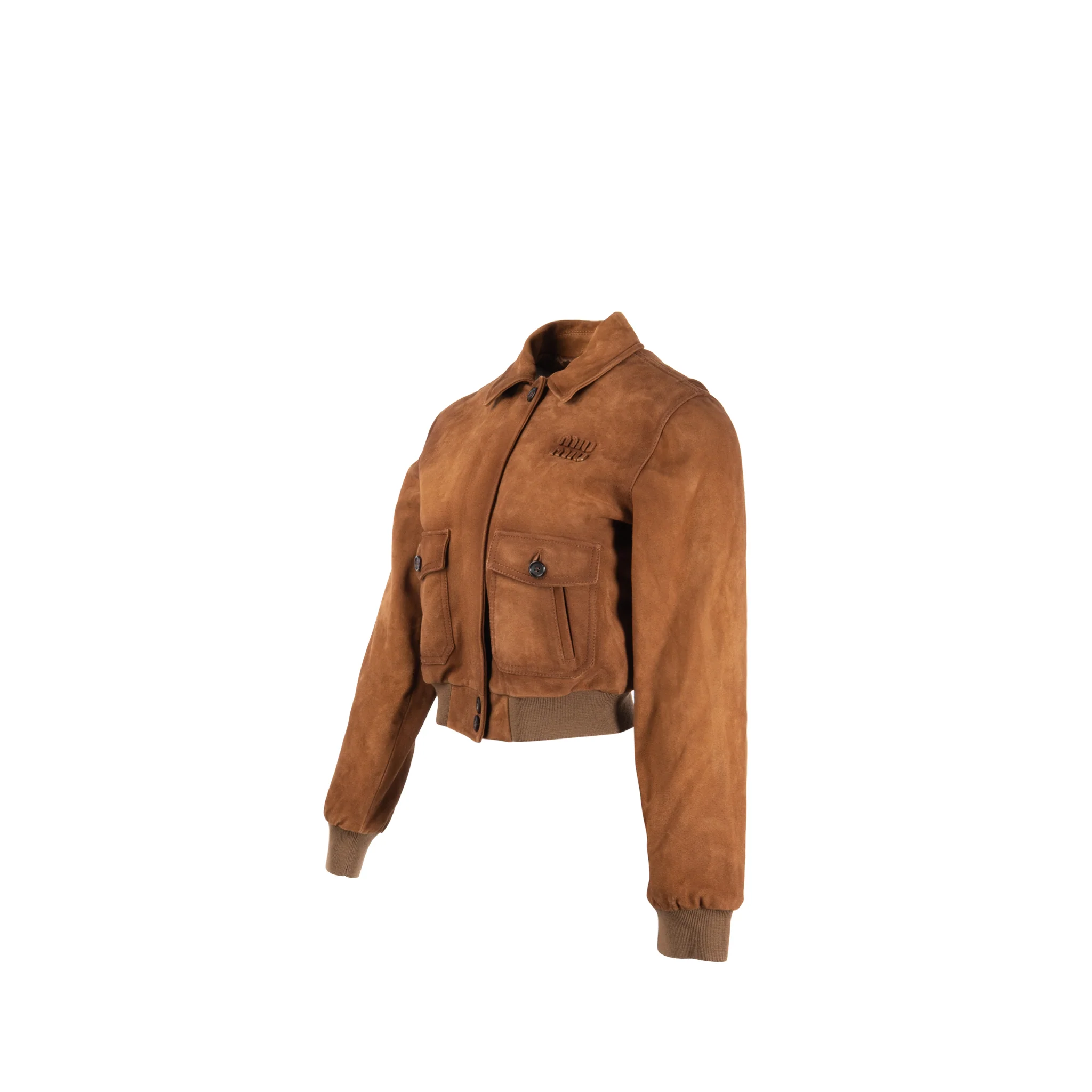 Miu Miu size 36 Patch Pocket Cropped Jacket Nappa Suede Brown - Image 3