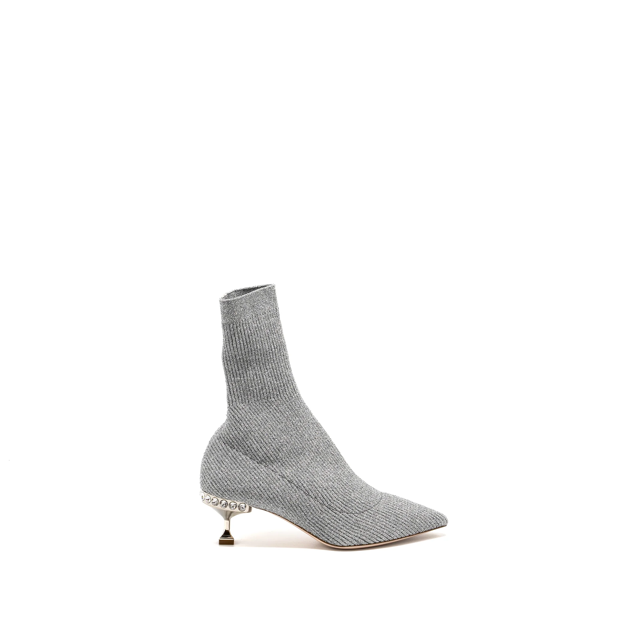 Miu Miu Size 36.5 Glitter Sock Boots Silver - Image 3