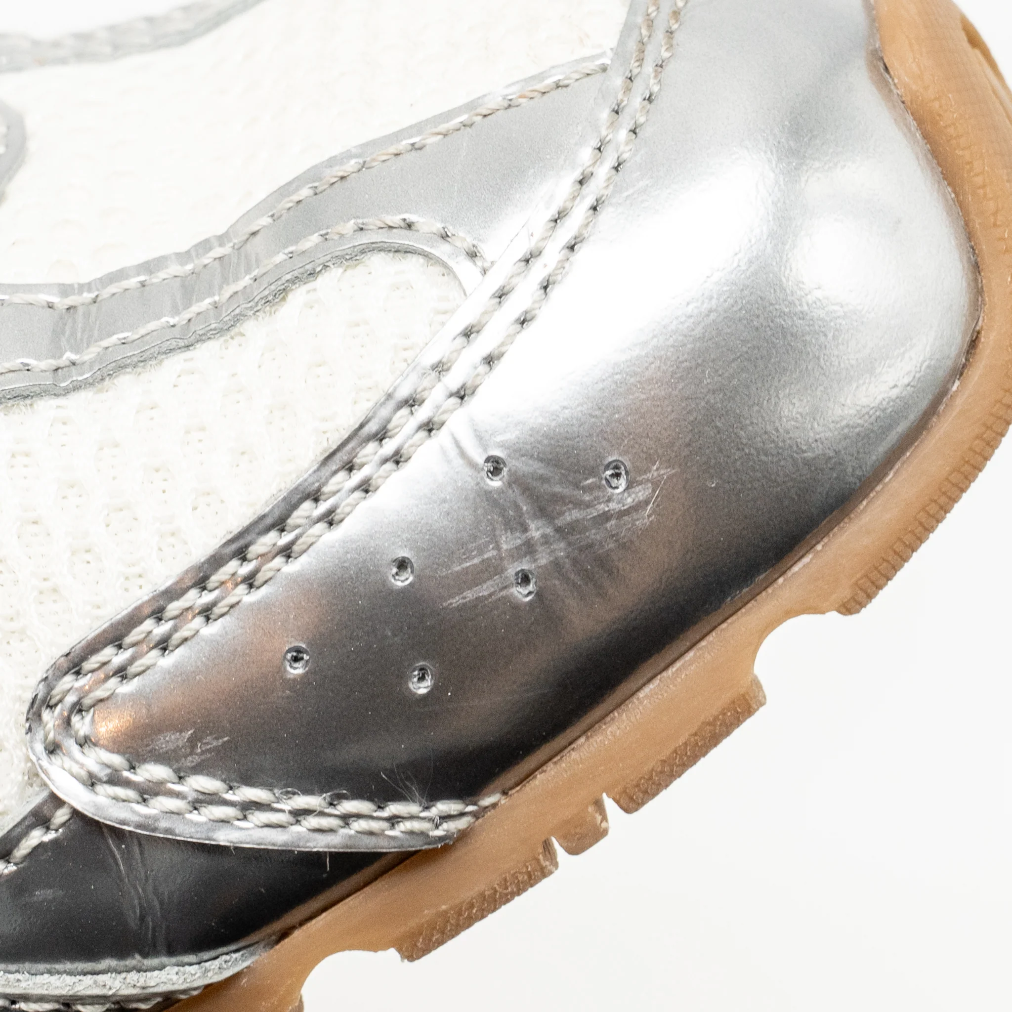 Miu Miu x New Balance Size 37.5 530 SL Sneakers Metallic Leather/Mesh Silver/White - Image 9