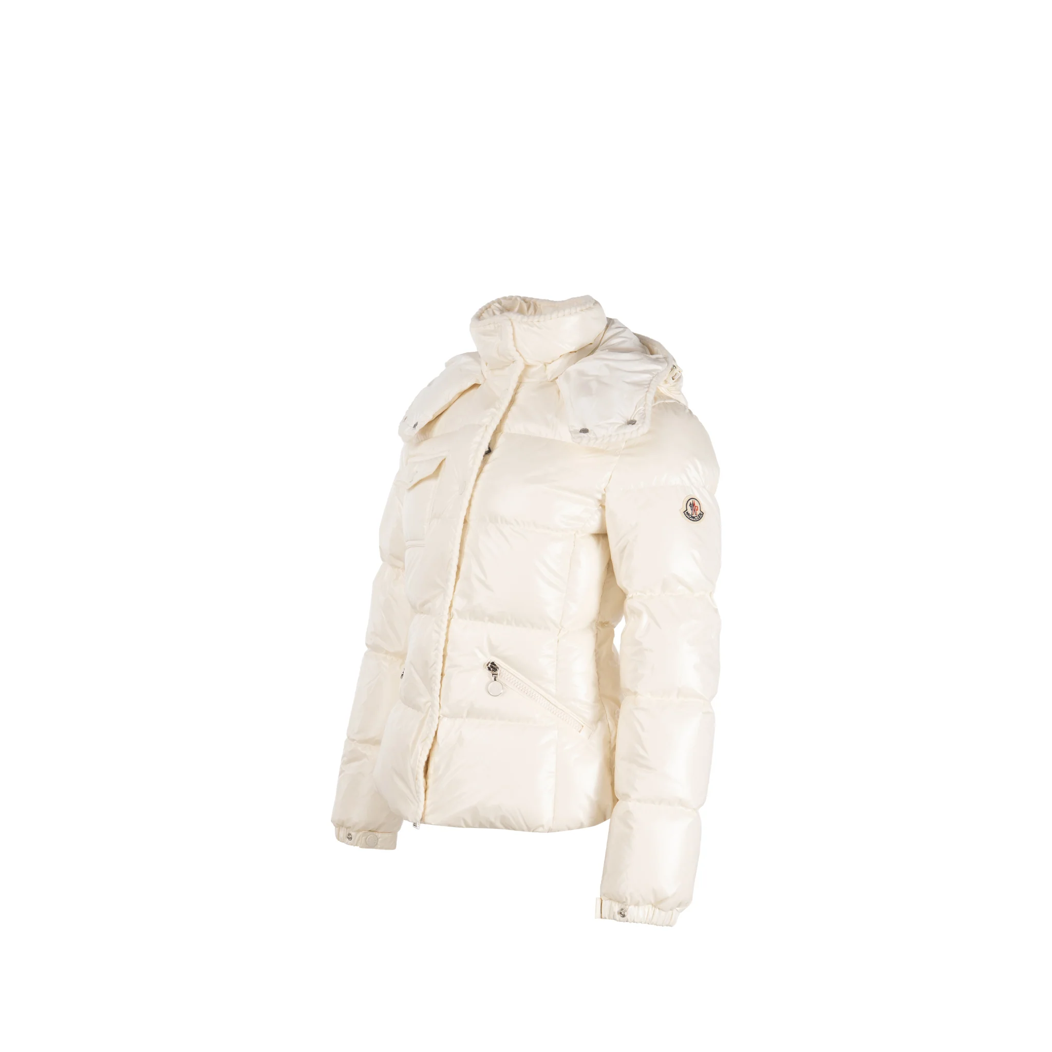 Moncler Size 0 Glareins Braided Trim Hooded Short Down Jacket Polyamide White - Image 2