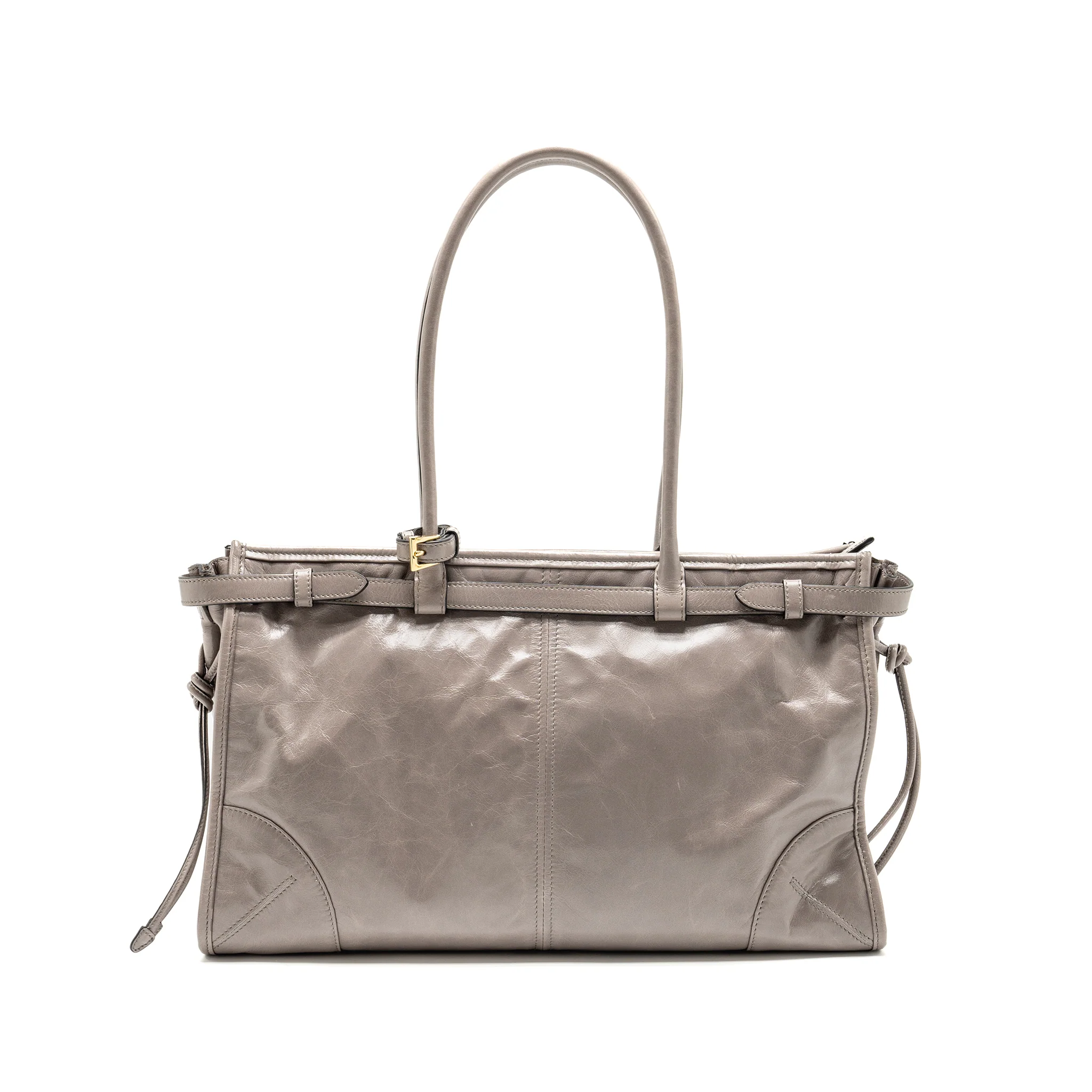 Prada Bonnie Large Handbag Calfskin Grey GHW - Image 2
